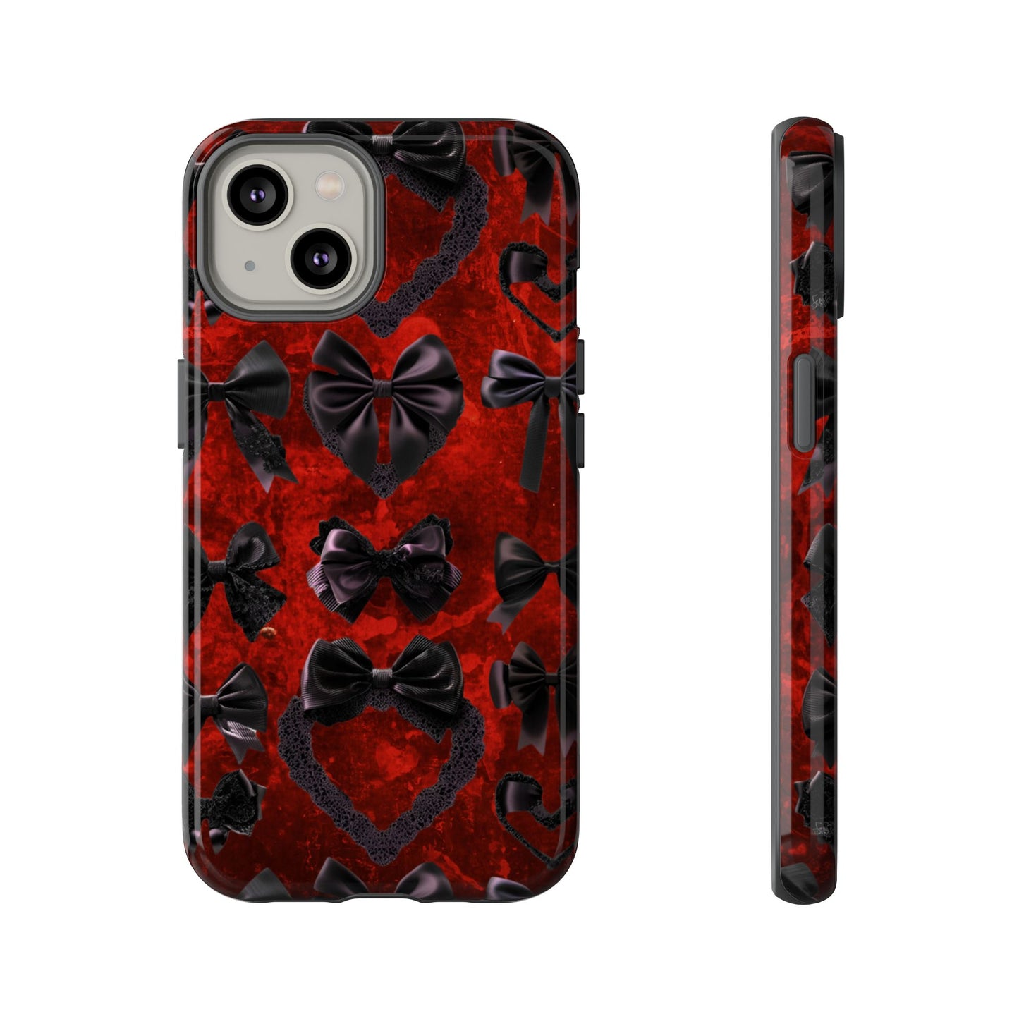 Black Coquette Phone Case- Gothic Bows for iPhone 16 15 14 13 12 11, Samsung Galaxy & Google Pixel