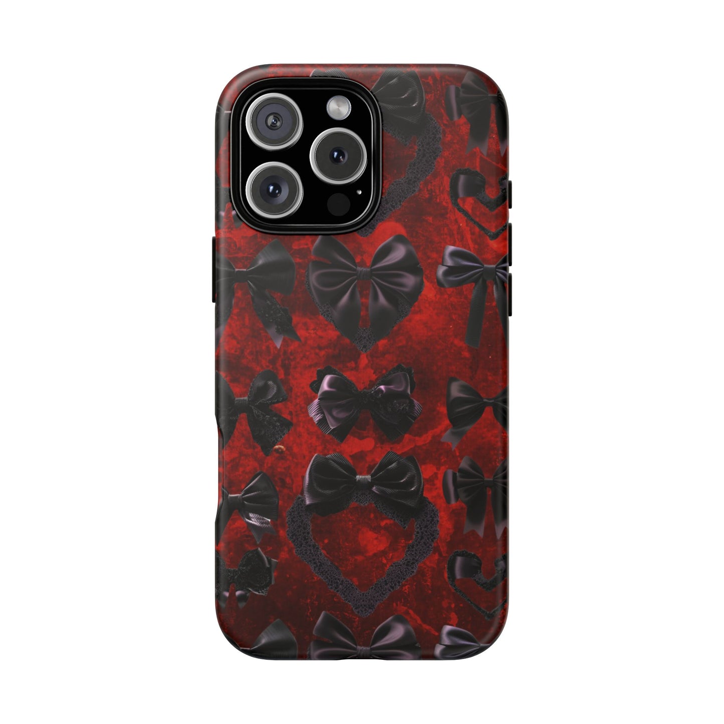 Black Coquette Phone Case- Gothic Bows for iPhone 16 15 14 13 12 11, Samsung Galaxy & Google Pixel