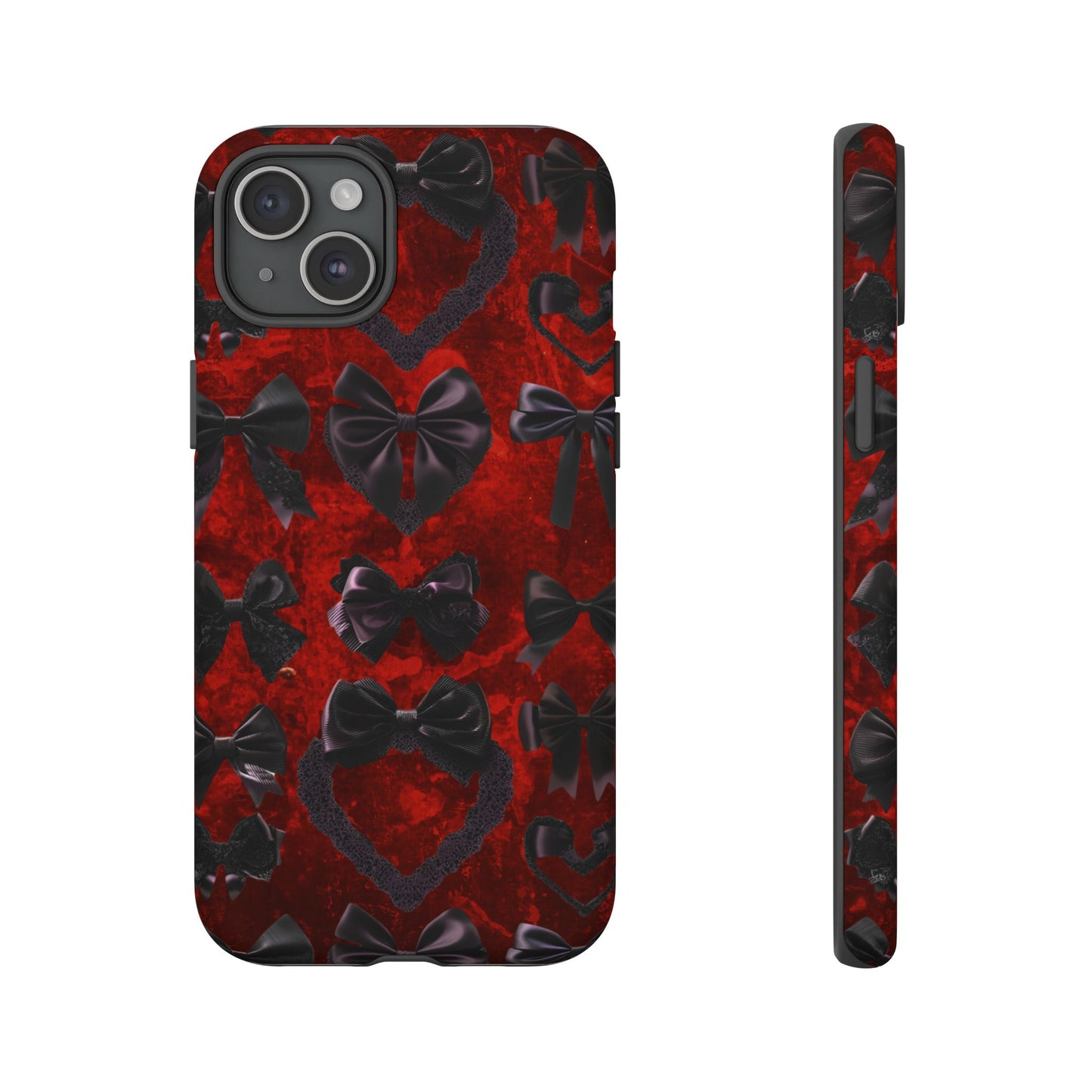 Black Coquette Phone Case- Gothic Bows for iPhone 16 15 14 13 12 11, Samsung Galaxy & Google Pixel