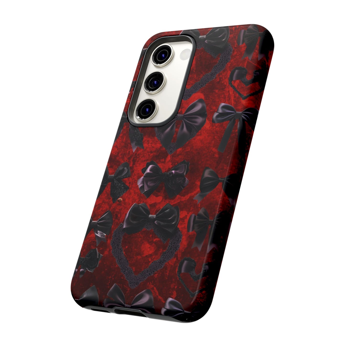 Black Coquette Phone Case- Gothic Bows for iPhone 16 15 14 13 12 11, Samsung Galaxy & Google Pixel