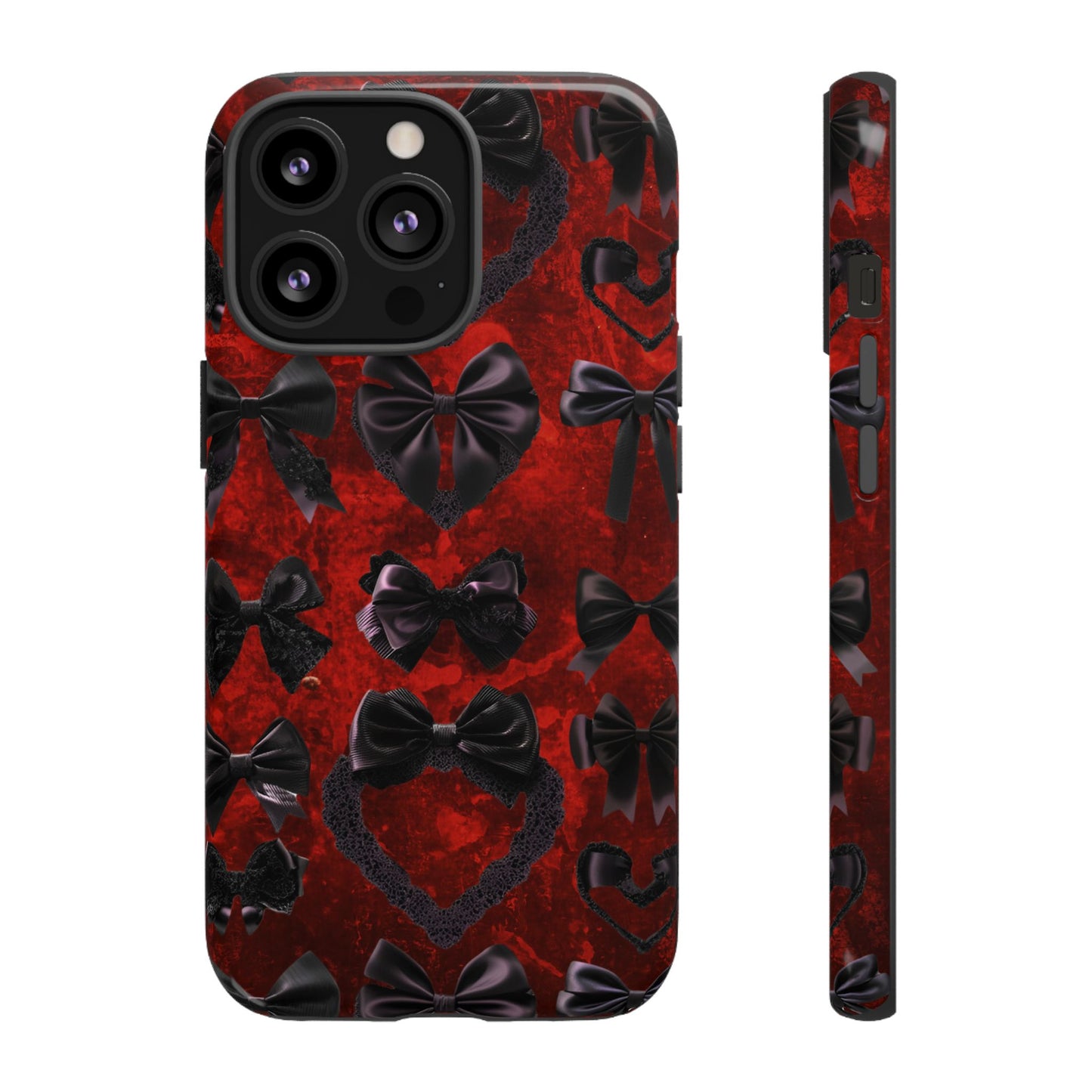 Black Coquette Phone Case- Gothic Bows for iPhone 16 15 14 13 12 11, Samsung Galaxy & Google Pixel