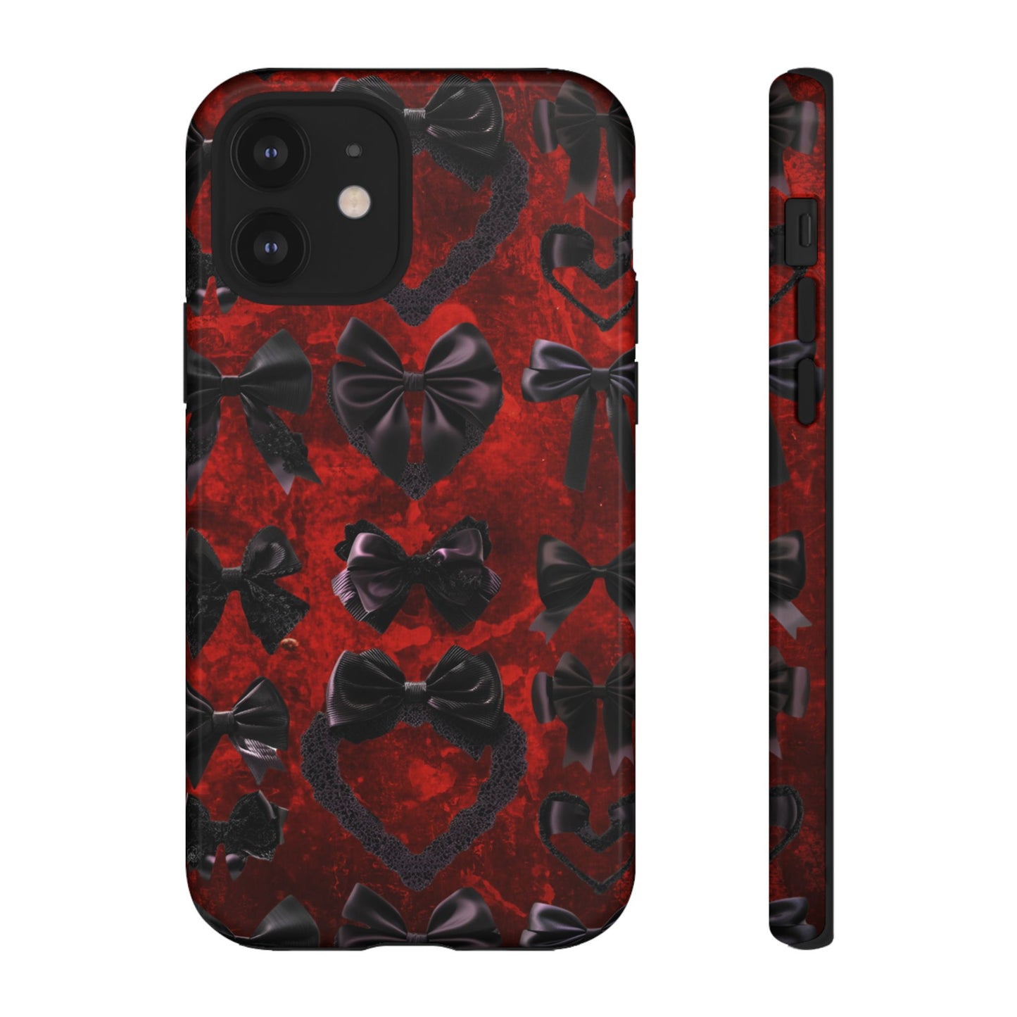 Black Coquette Phone Case- Gothic Bows for iPhone 16 15 14 13 12 11, Samsung Galaxy & Google Pixel
