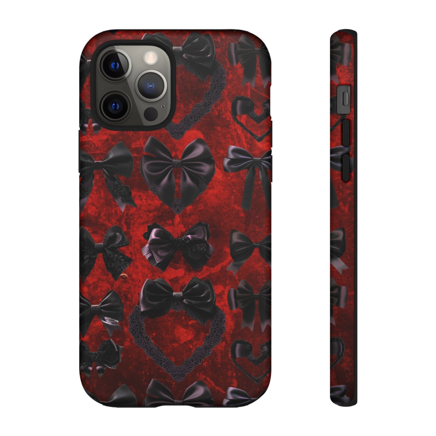Black Coquette Phone Case- Gothic Bows for iPhone 16 15 14 13 12 11, Samsung Galaxy & Google Pixel