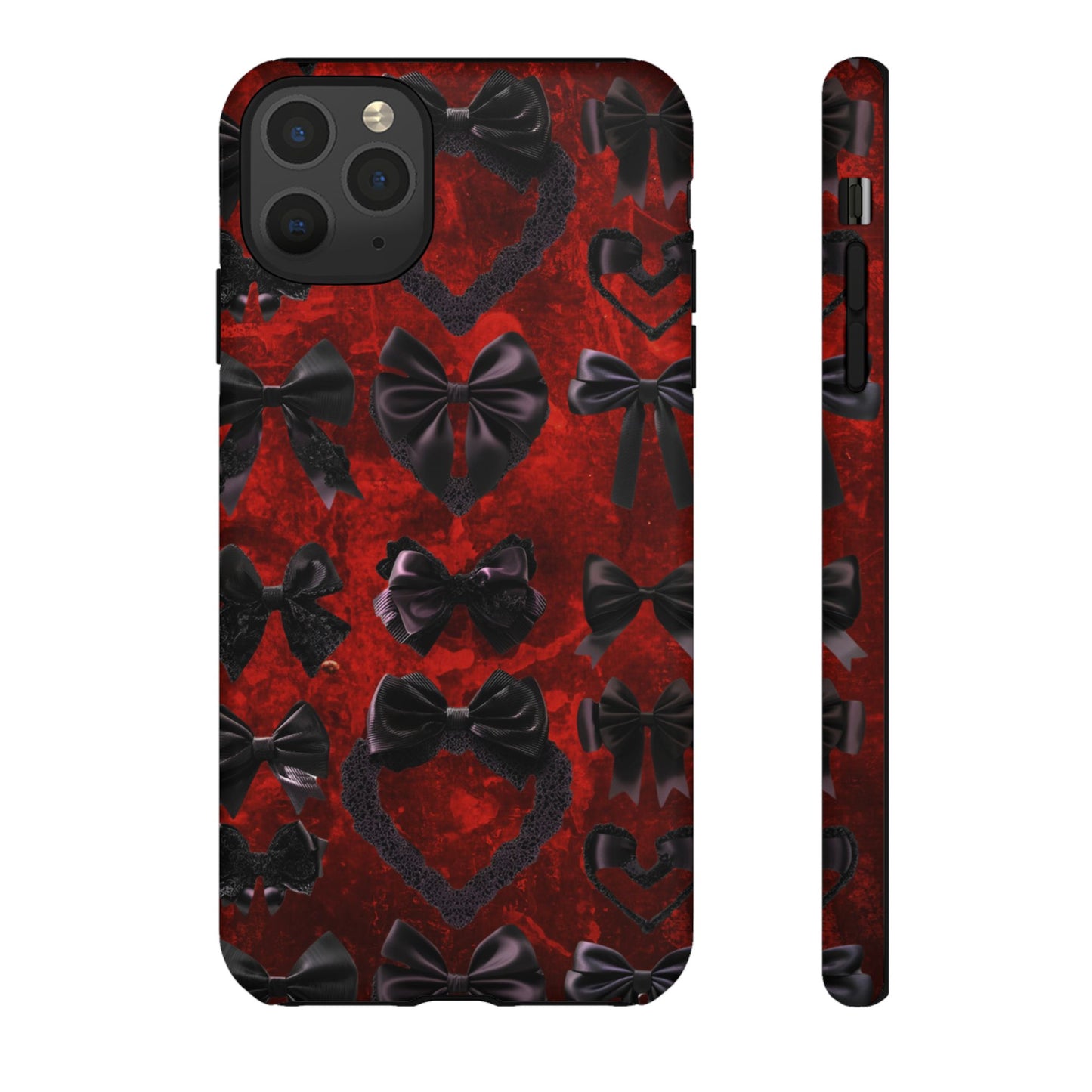 Black Coquette Phone Case- Gothic Bows for iPhone 16 15 14 13 12 11, Samsung Galaxy & Google Pixel