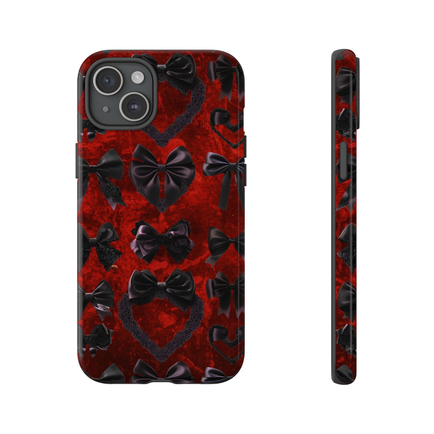 Black Coquette Phone Case- Gothic Bows for iPhone 16 15 14 13 12 11, Samsung Galaxy & Google Pixel