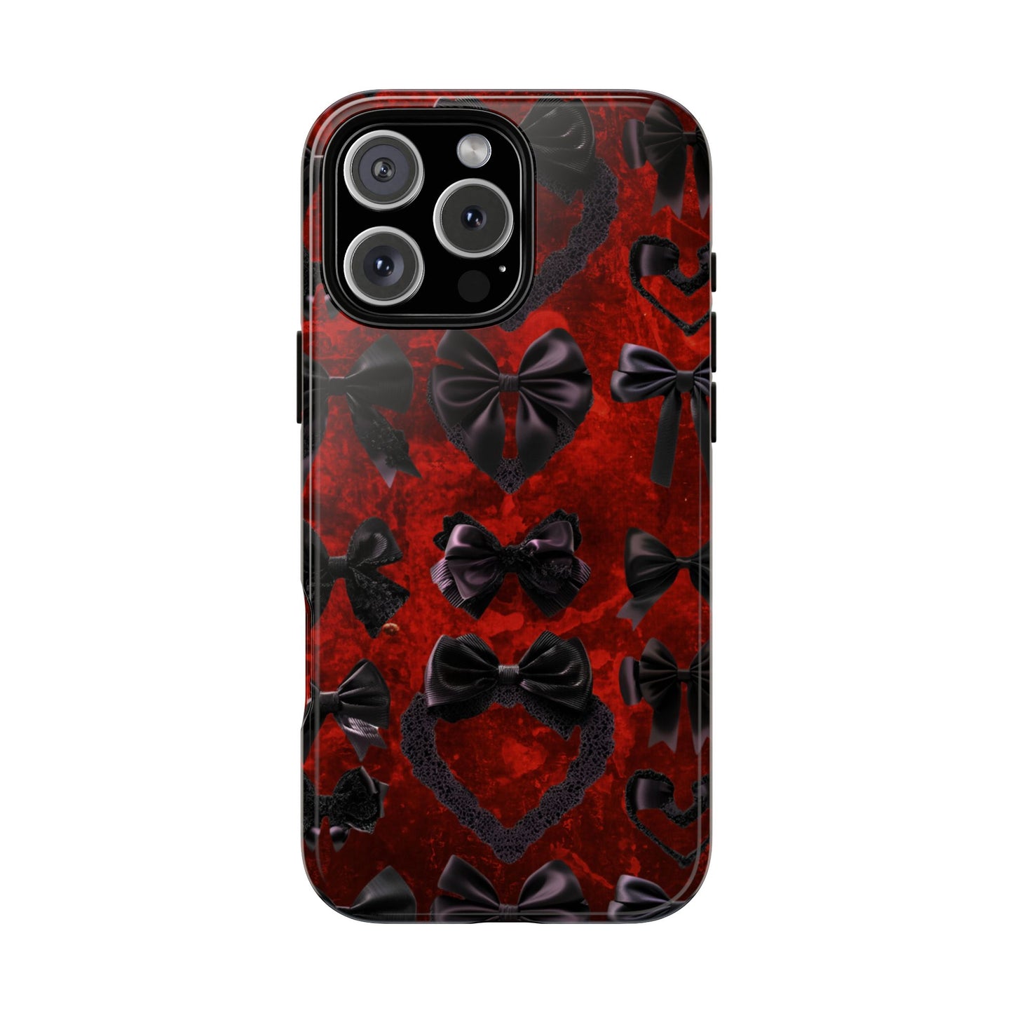 Black Coquette Phone Case- Gothic Bows for iPhone 16 15 14 13 12 11, Samsung Galaxy & Google Pixel