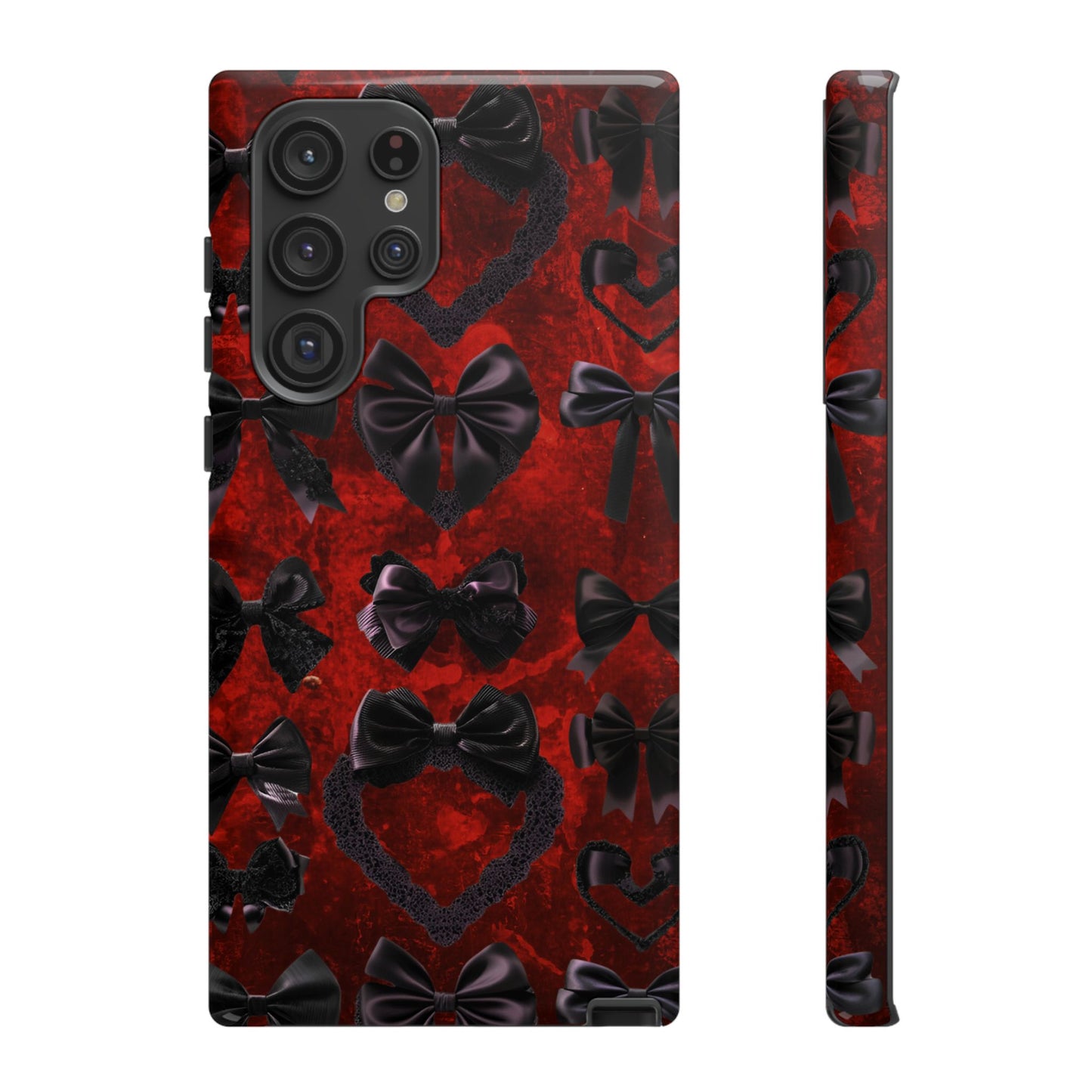 Black Coquette Phone Case- Gothic Bows for iPhone 16 15 14 13 12 11, Samsung Galaxy & Google Pixel