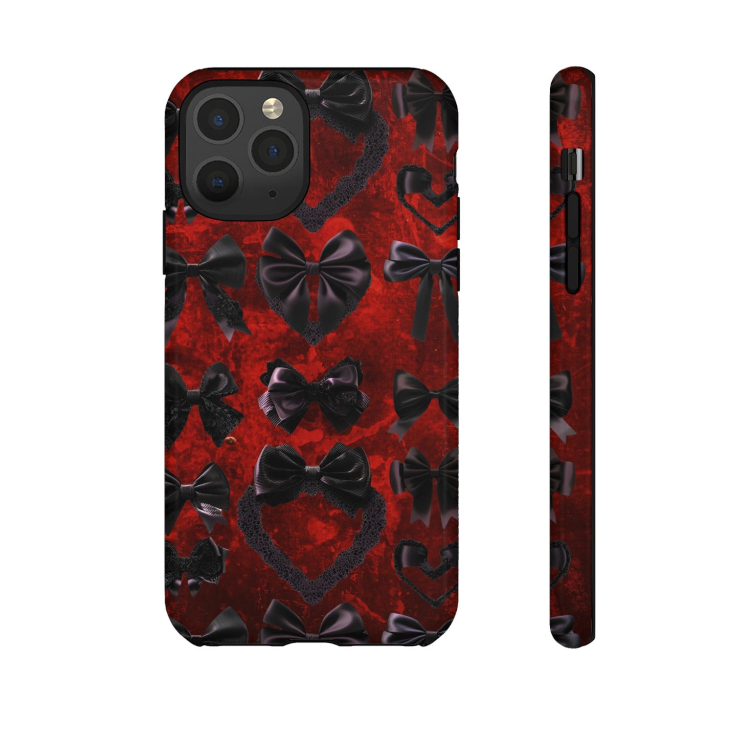 Black Coquette Phone Case- Gothic Bows for iPhone 16 15 14 13 12 11, Samsung Galaxy & Google Pixel