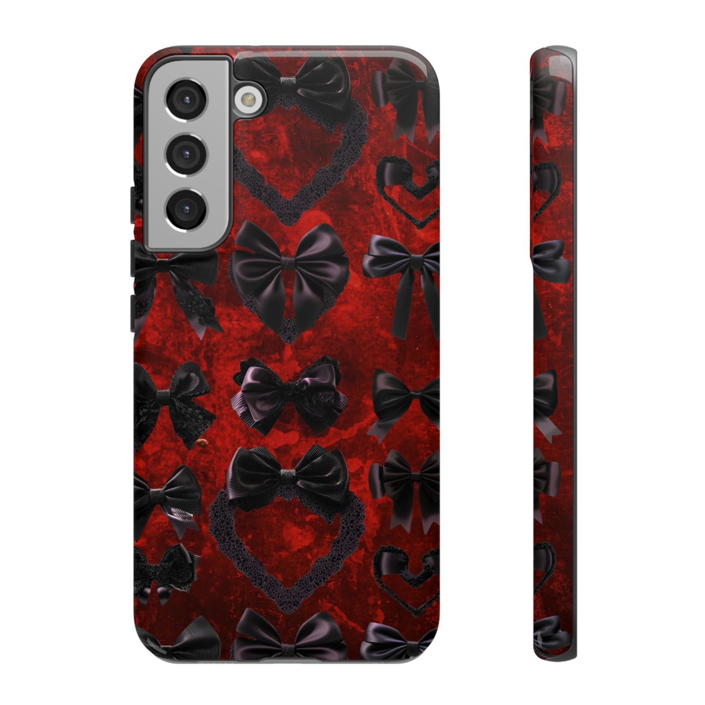 Black Coquette Phone Case- Gothic Bows for iPhone 16 15 14 13 12 11, Samsung Galaxy & Google Pixel
