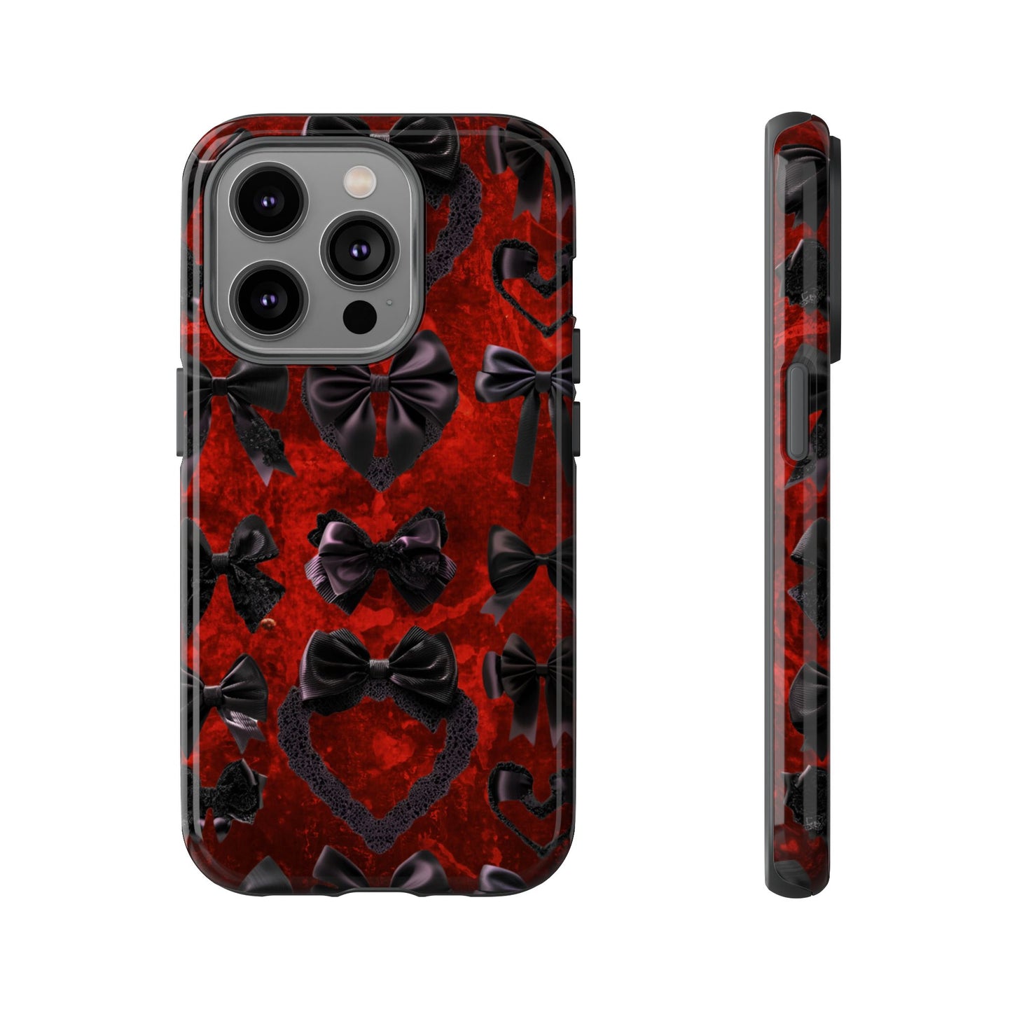 Black Coquette Phone Case- Gothic Bows for iPhone 16 15 14 13 12 11, Samsung Galaxy & Google Pixel