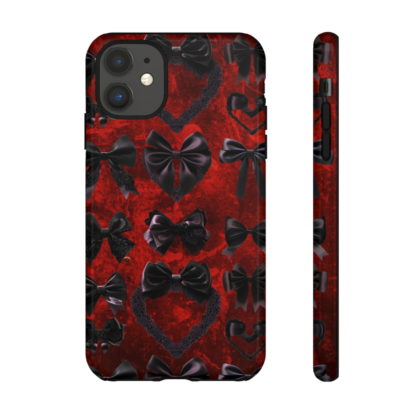 Black Coquette Phone Case- Gothic Bows for iPhone 16 15 14 13 12 11, Samsung Galaxy & Google Pixel