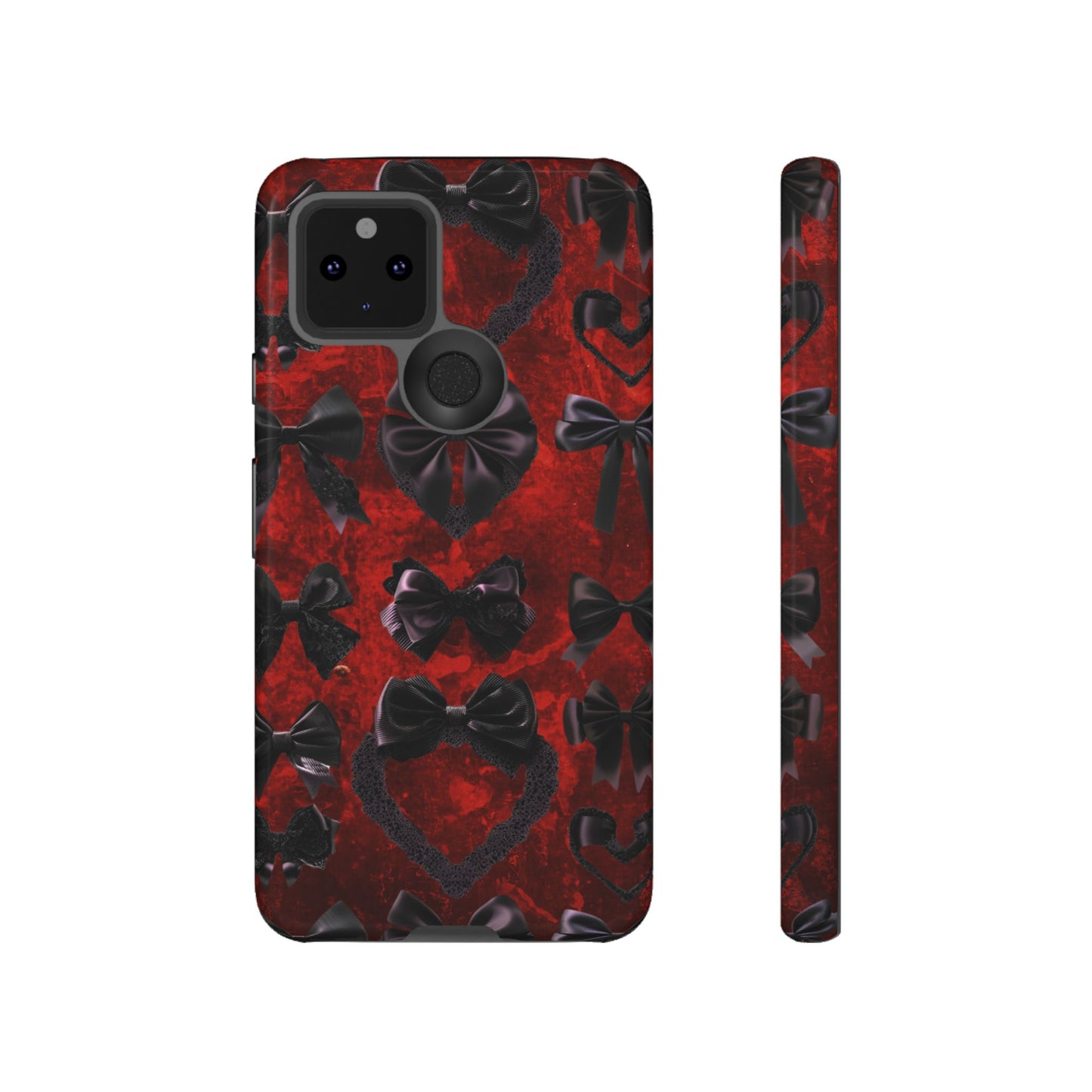 Black Coquette Phone Case- Gothic Bows for iPhone 16 15 14 13 12 11, Samsung Galaxy & Google Pixel