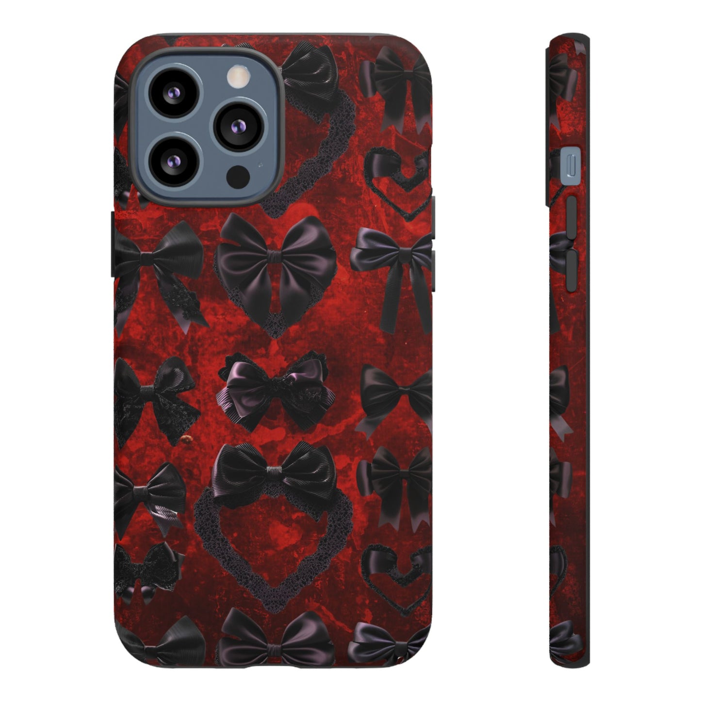 Black Coquette Phone Case- Gothic Bows for iPhone 16 15 14 13 12 11, Samsung Galaxy & Google Pixel
