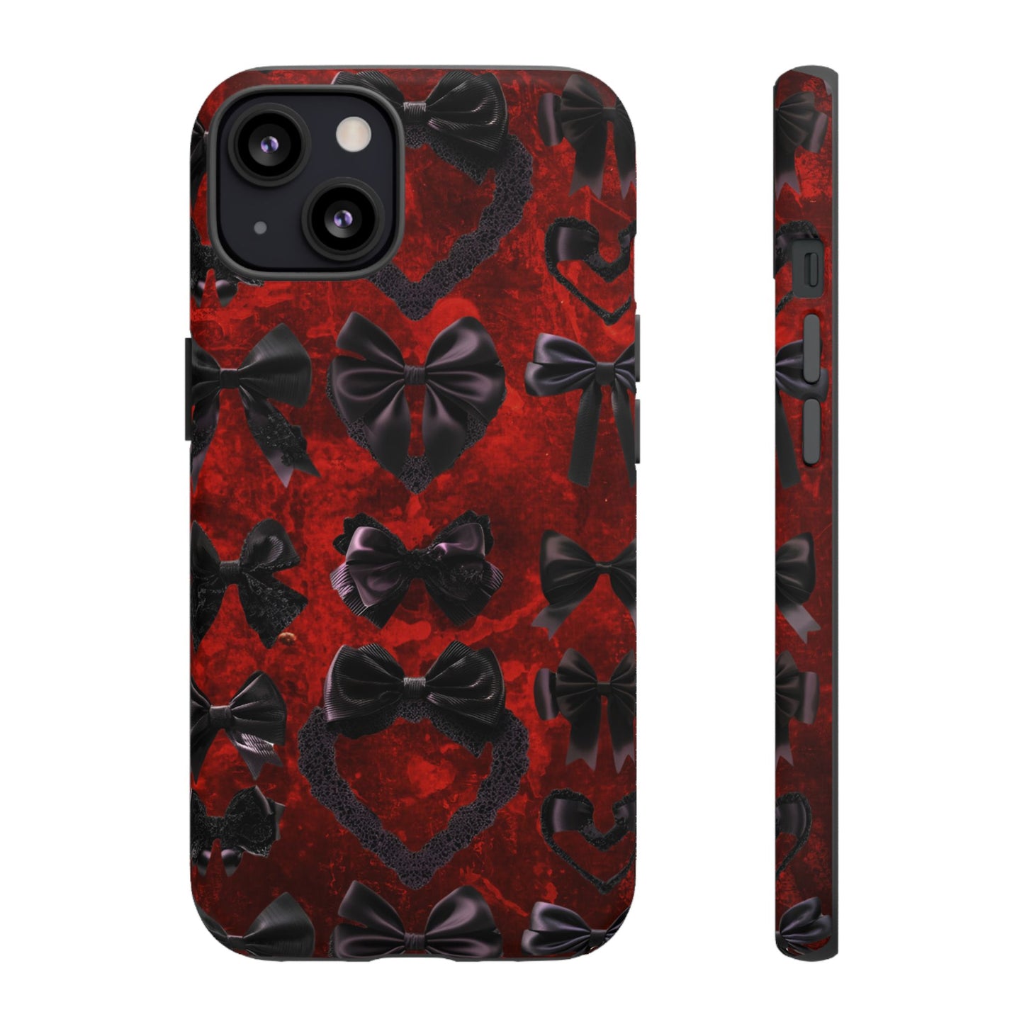 Black Coquette Phone Case- Gothic Bows for iPhone 16 15 14 13 12 11, Samsung Galaxy & Google Pixel