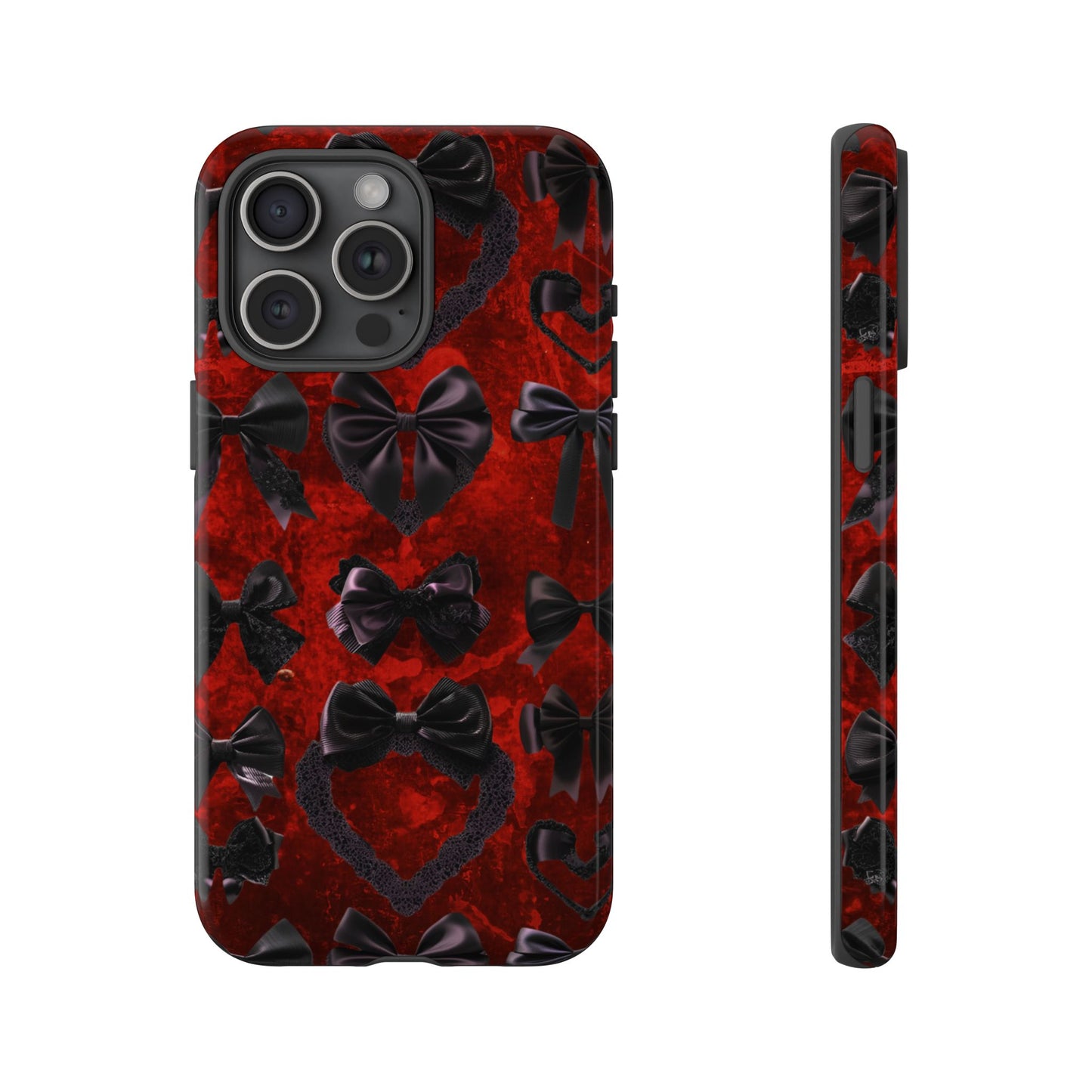 Black Coquette Phone Case- Gothic Bows for iPhone 16 15 14 13 12 11, Samsung Galaxy & Google Pixel