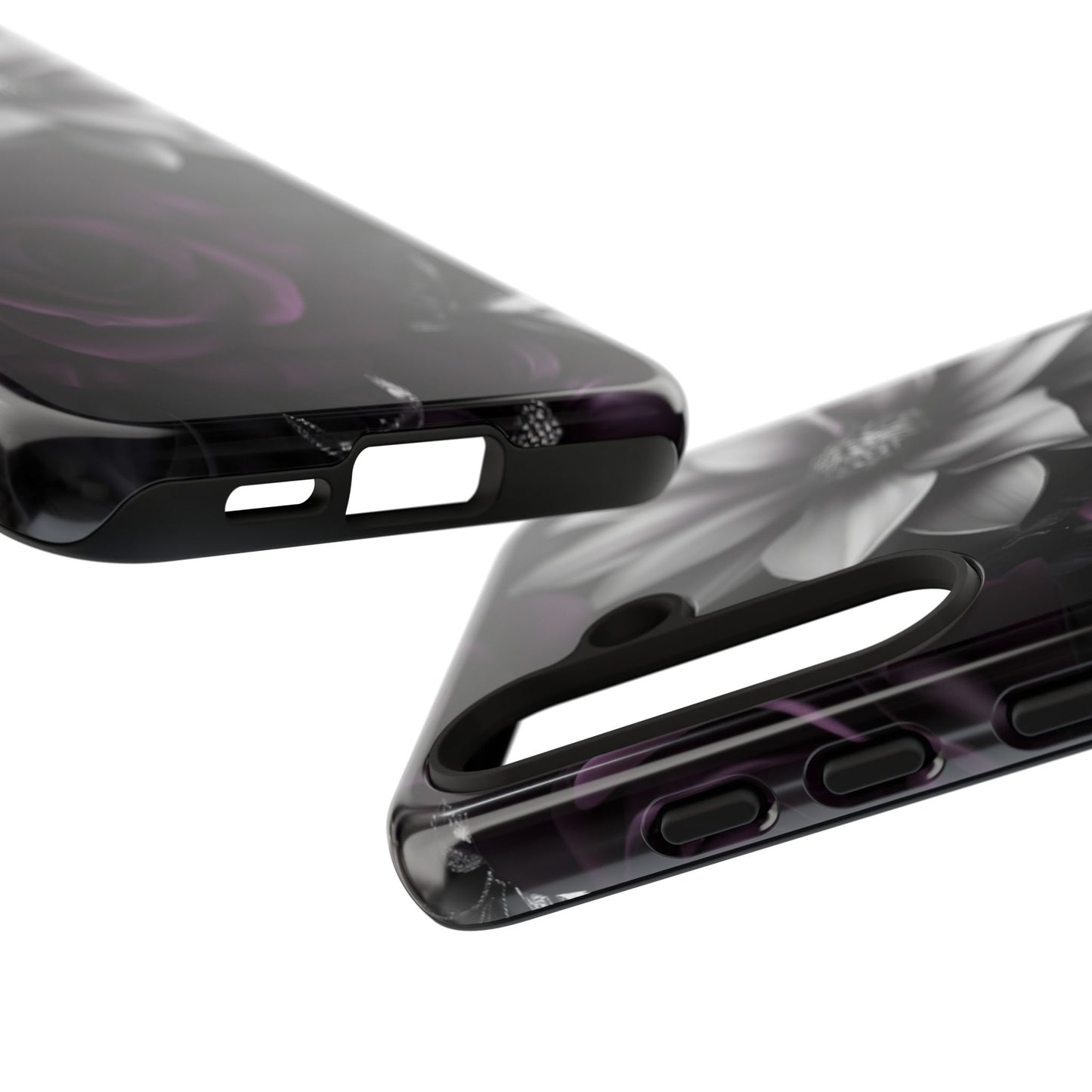 Dark Purple Flowers Phone Case - Dark Academia Inspired Gothic Floral Phone Cases for iPhone 16 15 14 13 12 11, Samsung Galaxy & Google Pixel