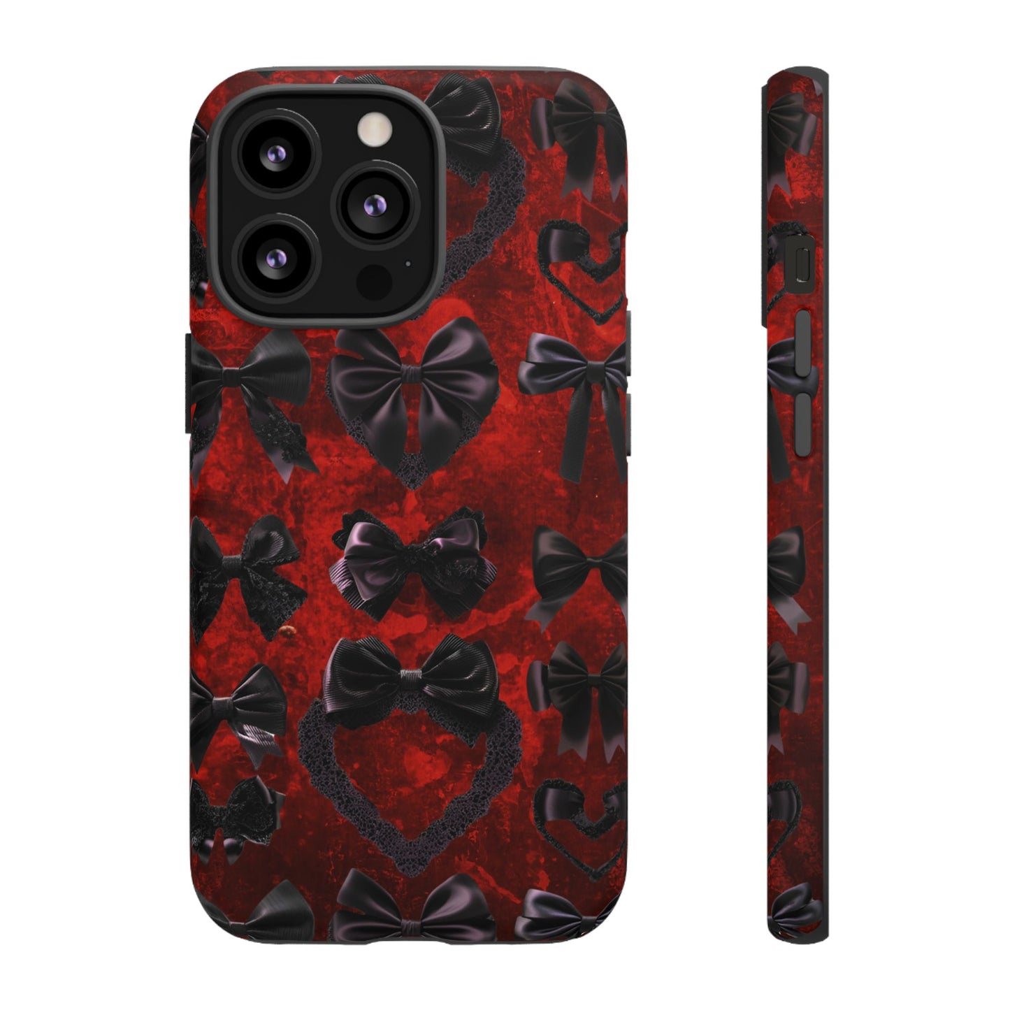 Black Coquette Phone Case- Gothic Bows for iPhone 16 15 14 13 12 11, Samsung Galaxy & Google Pixel