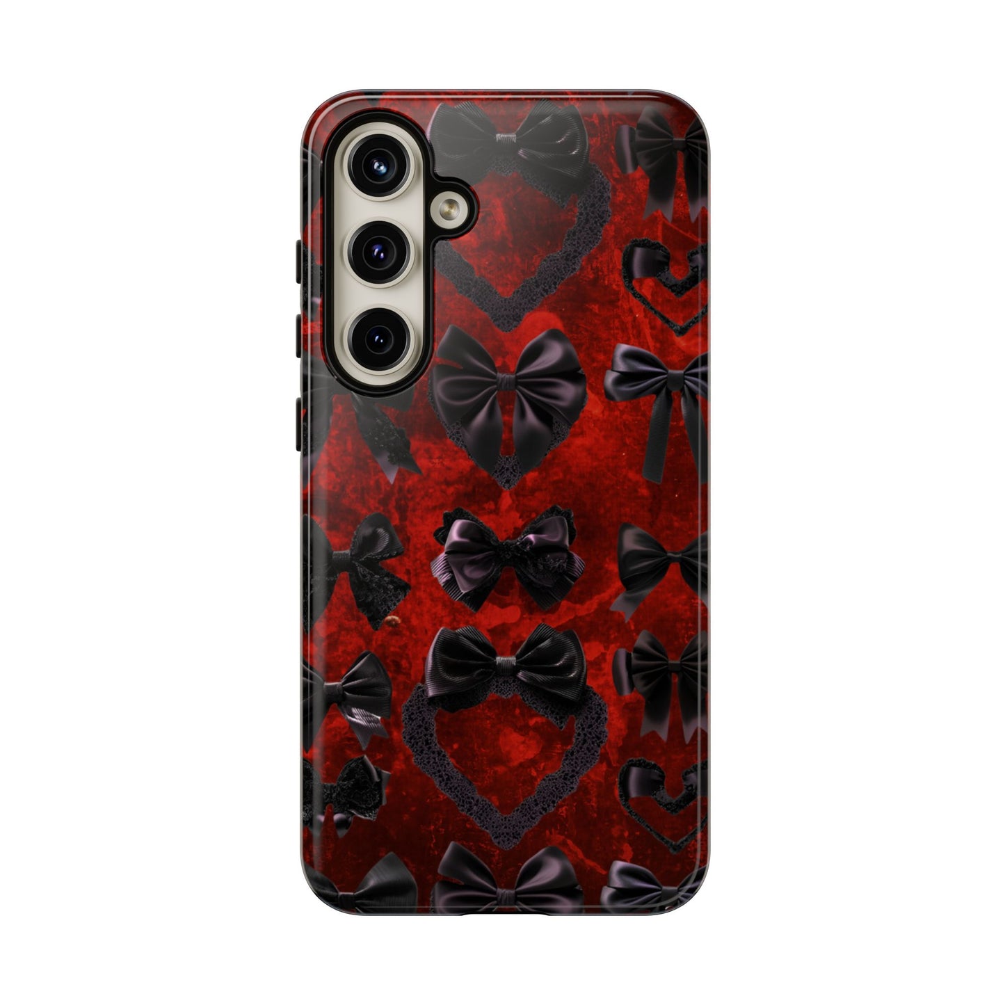 Black Coquette Phone Case- Gothic Bows for iPhone 16 15 14 13 12 11, Samsung Galaxy & Google Pixel