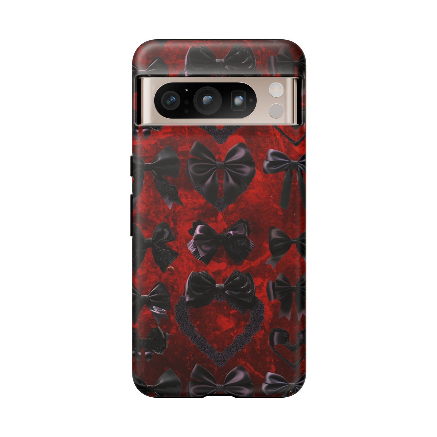 Black Coquette Phone Case- Gothic Bows for iPhone 16 15 14 13 12 11, Samsung Galaxy & Google Pixel