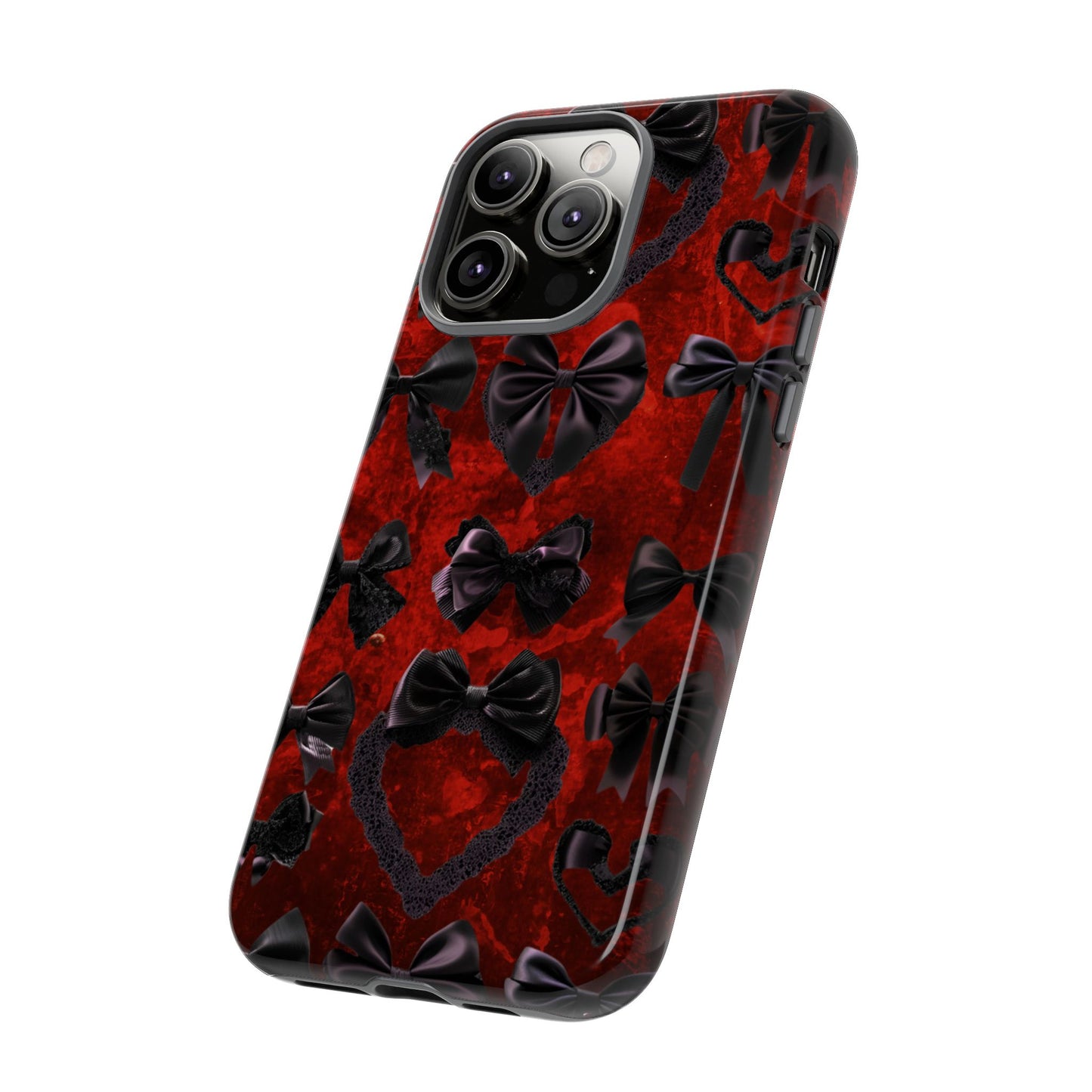 Black Coquette Phone Case- Gothic Bows for iPhone 16 15 14 13 12 11, Samsung Galaxy & Google Pixel