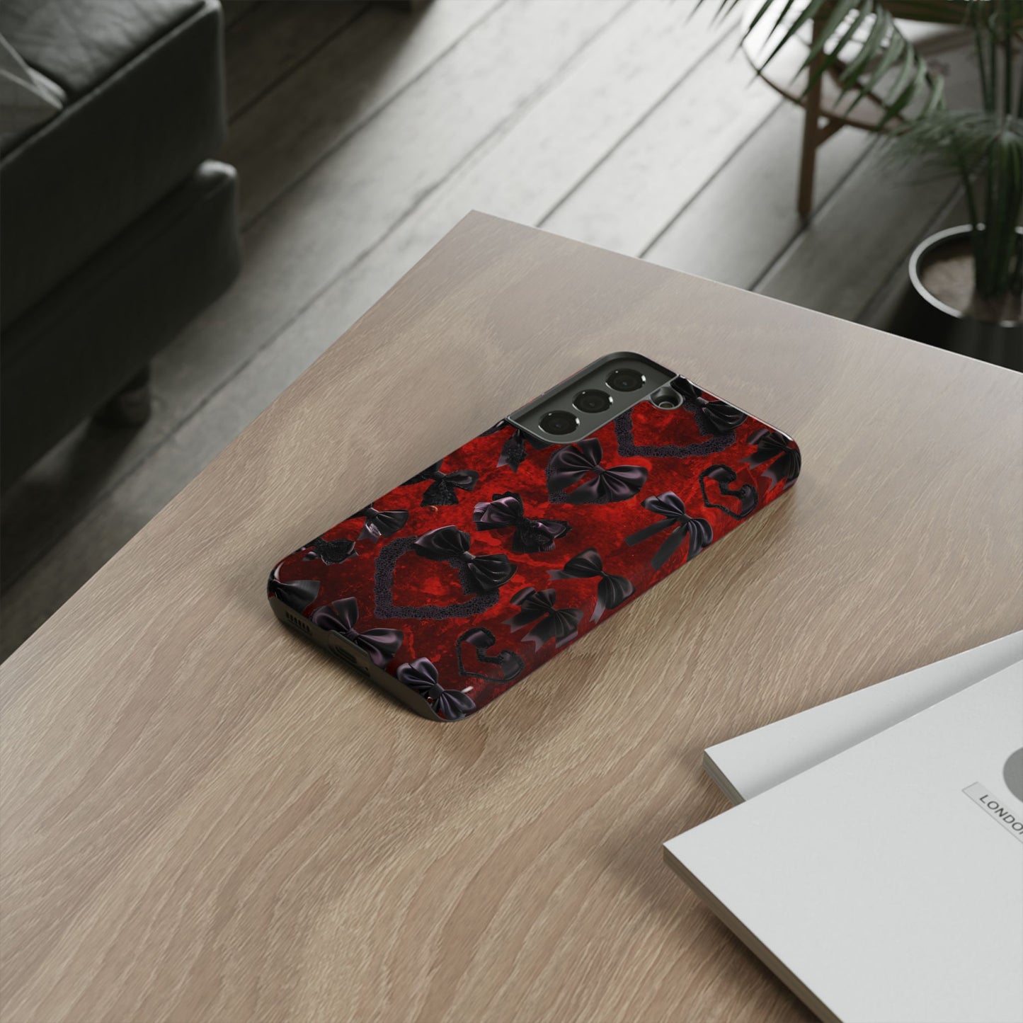 Black Coquette Phone Case- Gothic Bows for iPhone 16 15 14 13 12 11, Samsung Galaxy & Google Pixel