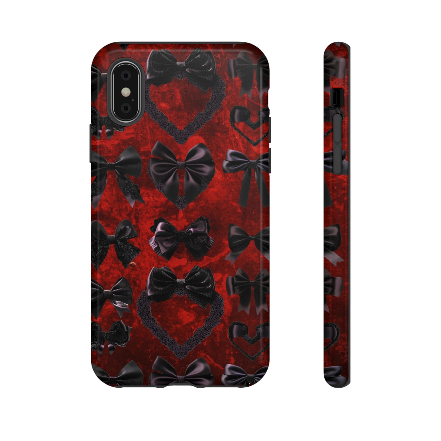 Black Coquette Phone Case- Gothic Bows - iPhone 16 15 14 13 12 11, Samsung Galaxy & Google Pixel Phone Covers - Boo and Bewear