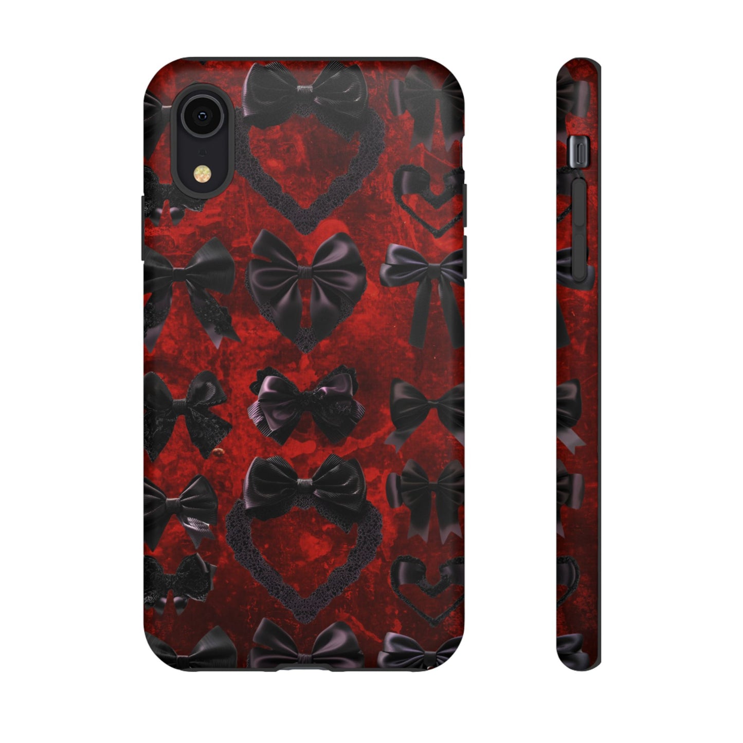 Black Coquette Phone Case- Gothic Bows - iPhone 16 15 14 13 12 11, Samsung Galaxy & Google Pixel Phone Covers - Boo and Bewear