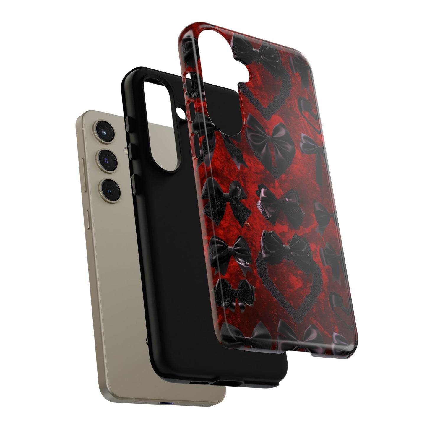Black Coquette Phone Case- Gothic Bows for iPhone 16 15 14 13 12 11, Samsung Galaxy & Google Pixel