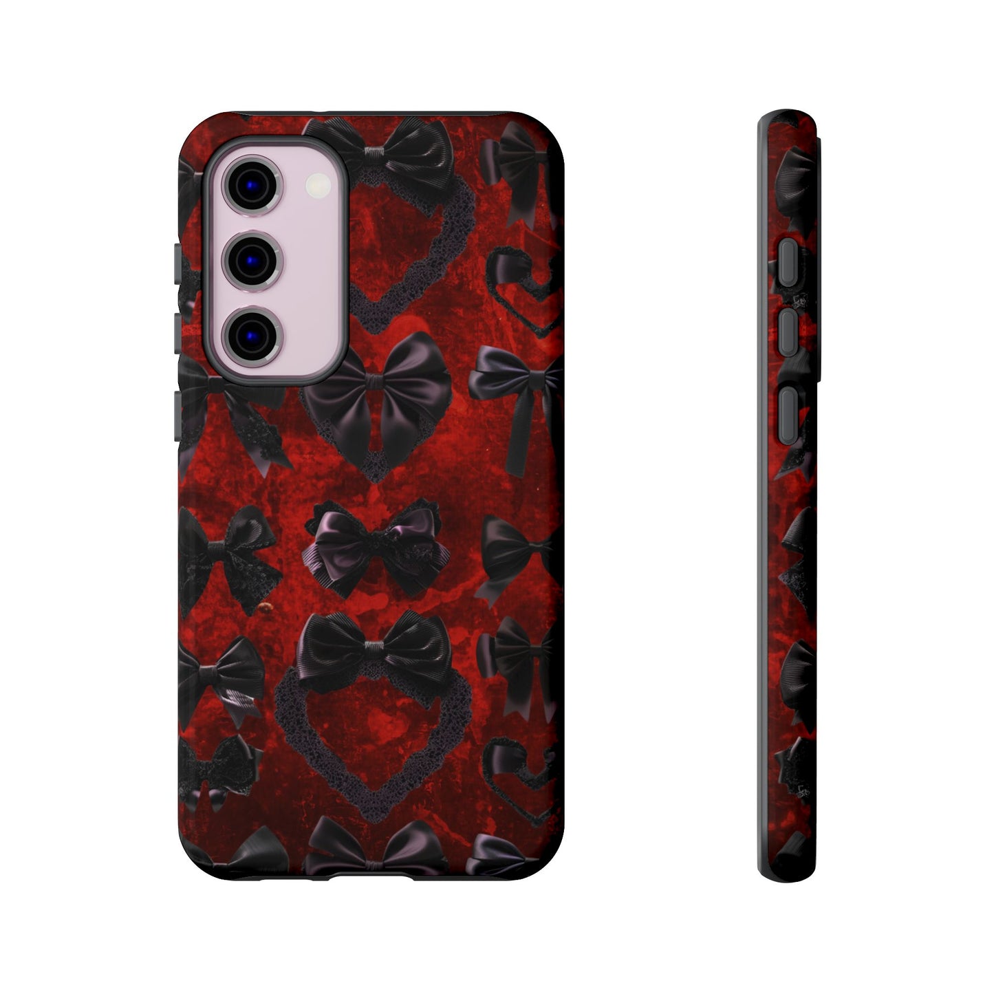 Black Coquette Phone Case- Gothic Bows for iPhone 16 15 14 13 12 11, Samsung Galaxy & Google Pixel