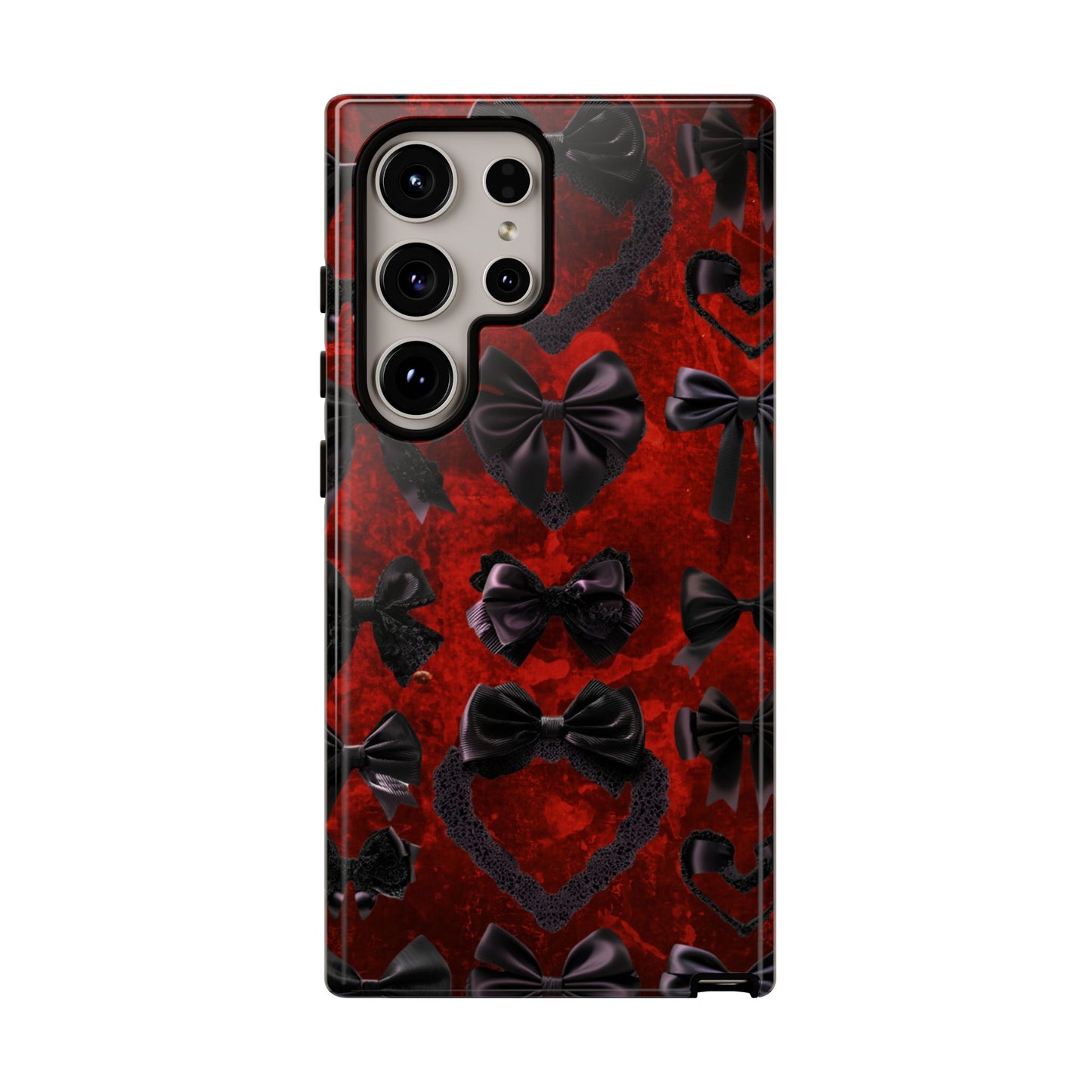 Black Coquette Phone Case- Gothic Bows for iPhone 16 15 14 13 12 11, Samsung Galaxy & Google Pixel