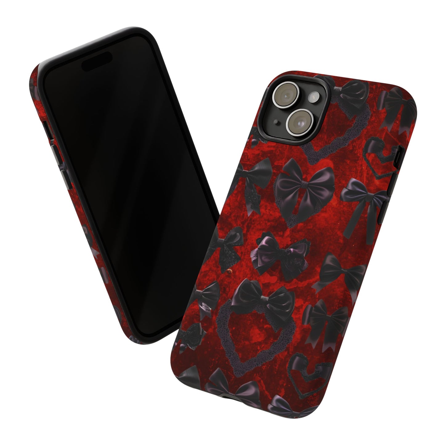 Black Coquette Phone Case- Gothic Bows for iPhone 16 15 14 13 12 11, Samsung Galaxy & Google Pixel