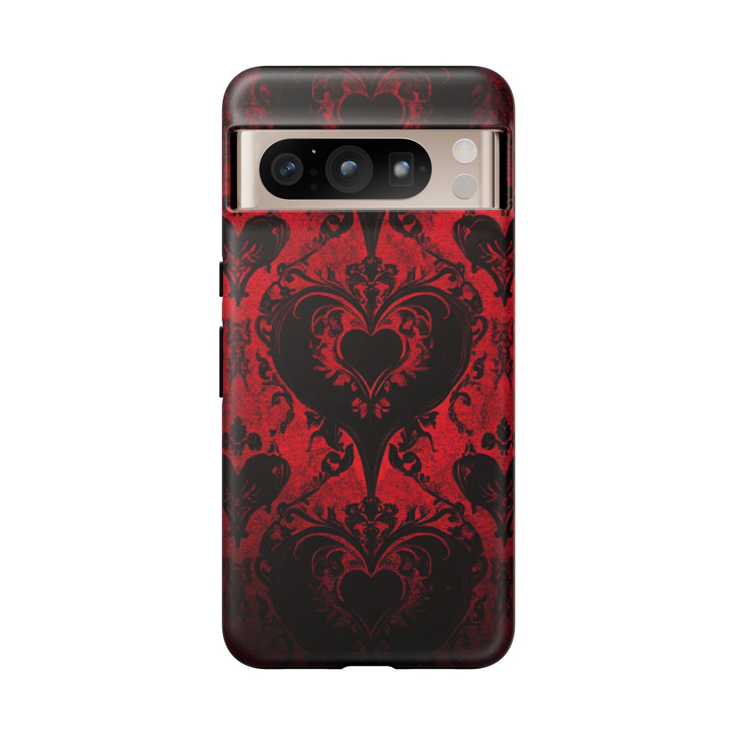 Gothic Dark Romance Phone Case - Black Hearts Phone Cover for iPhone 16 15 14 13 12 11, Samsung Galaxy & Google Pixel