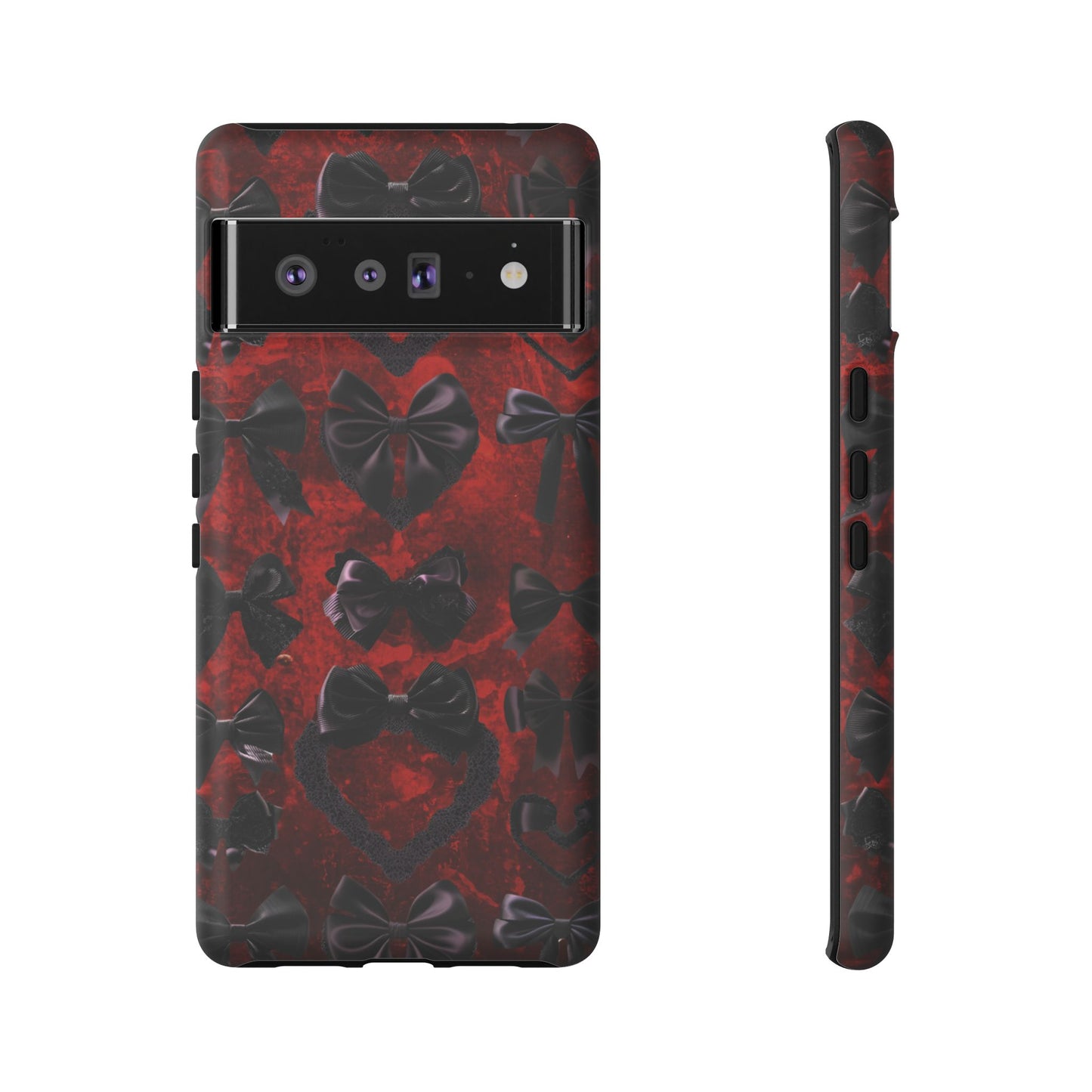 Black Coquette Phone Case- Gothic Bows for iPhone 16 15 14 13 12 11, Samsung Galaxy & Google Pixel