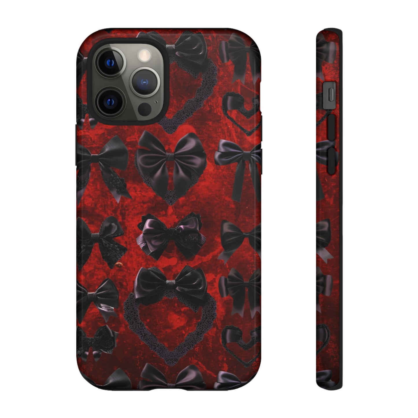Black Coquette Phone Case- Gothic Bows for iPhone 16 15 14 13 12 11, Samsung Galaxy & Google Pixel