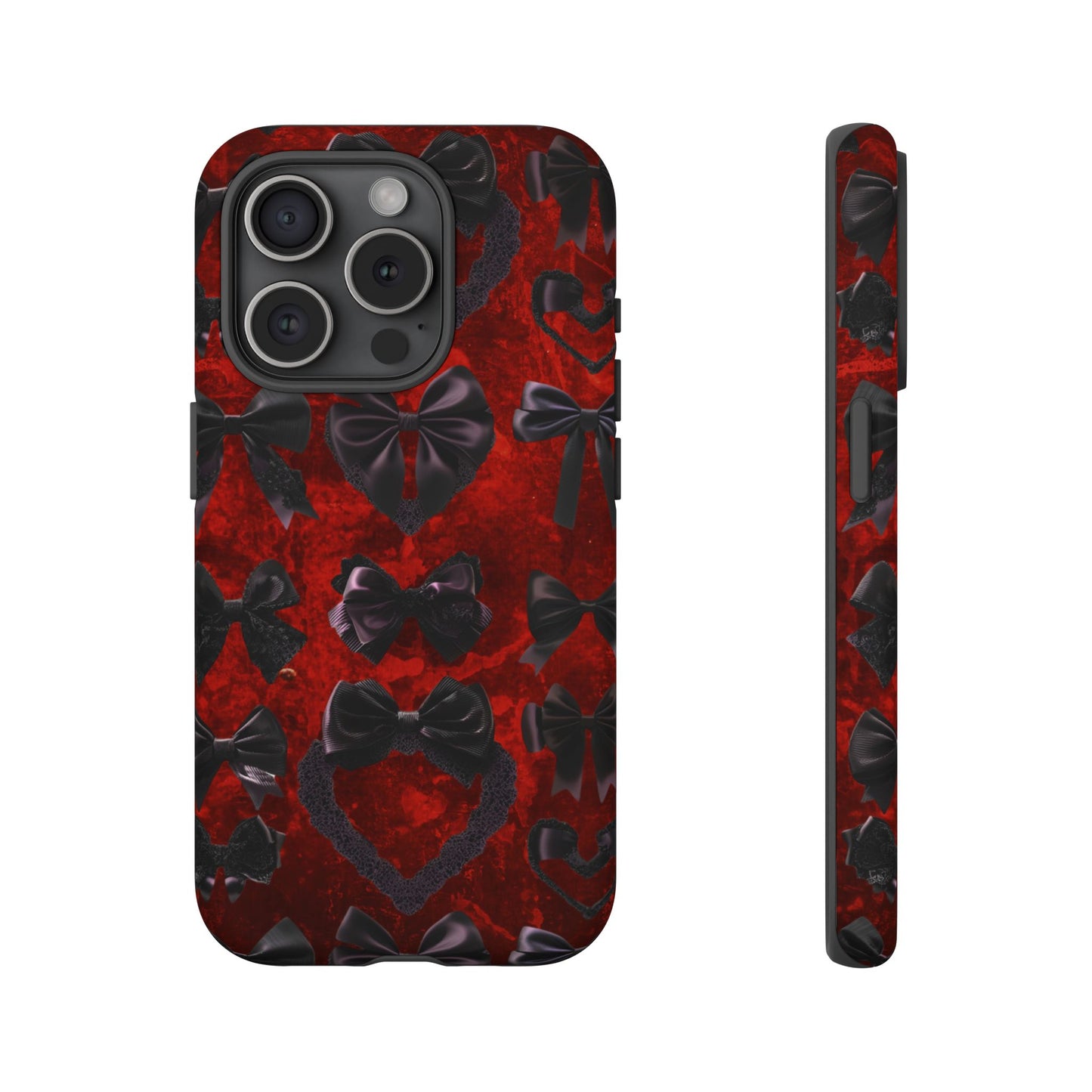 Black Coquette Phone Case- Gothic Bows for iPhone 16 15 14 13 12 11, Samsung Galaxy & Google Pixel