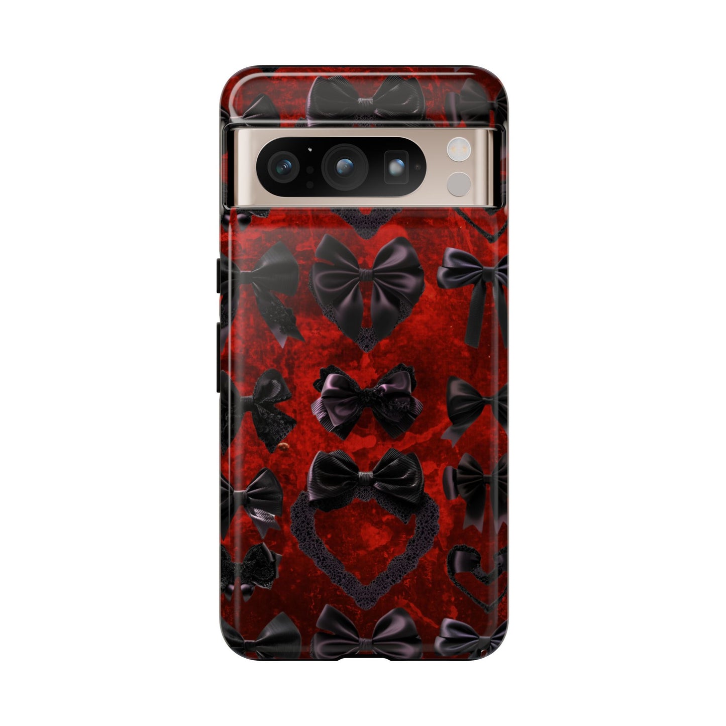 Black Coquette Phone Case- Gothic Bows for iPhone 16 15 14 13 12 11, Samsung Galaxy & Google Pixel