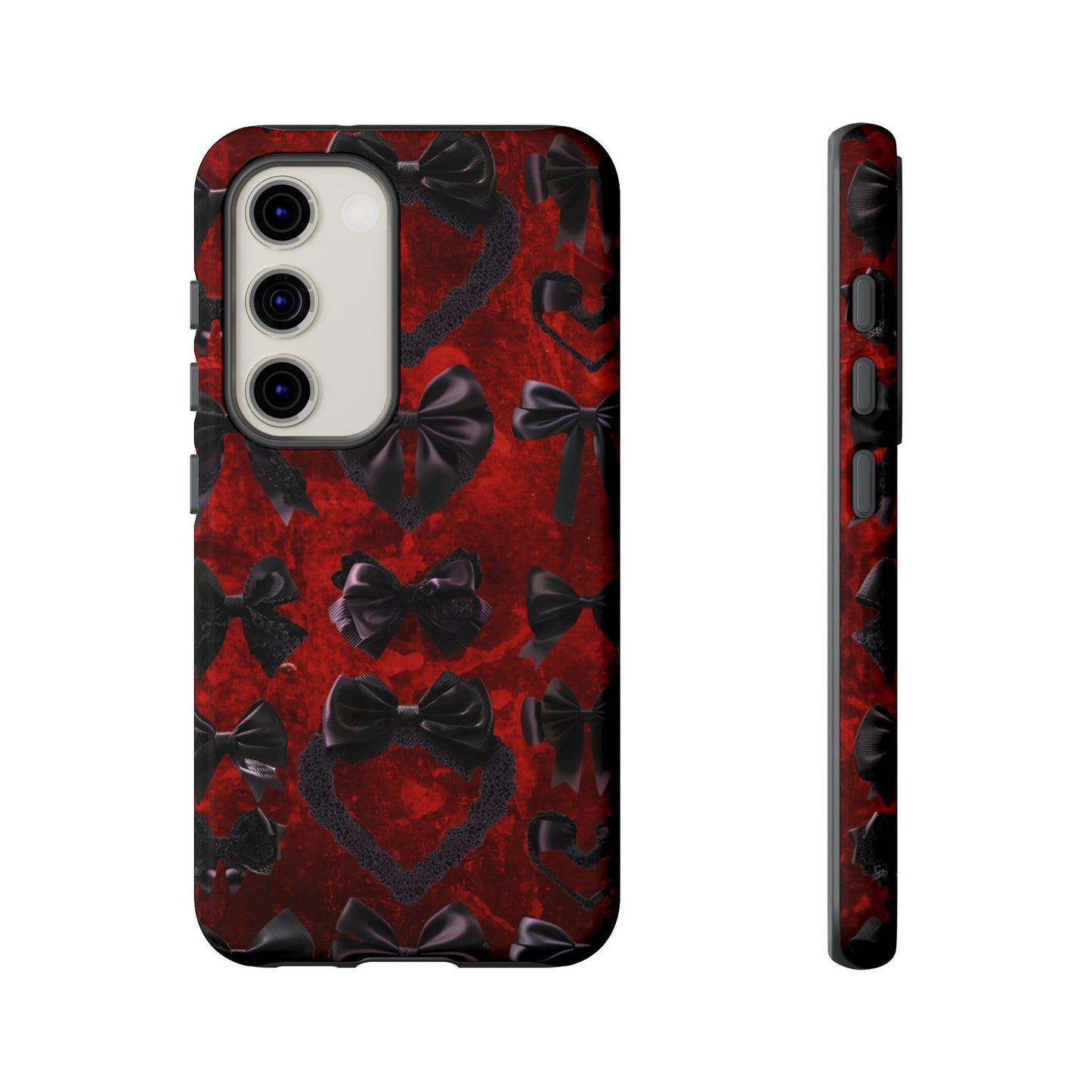 Black Coquette Phone Case- Gothic Bows for iPhone 16 15 14 13 12 11, Samsung Galaxy & Google Pixel