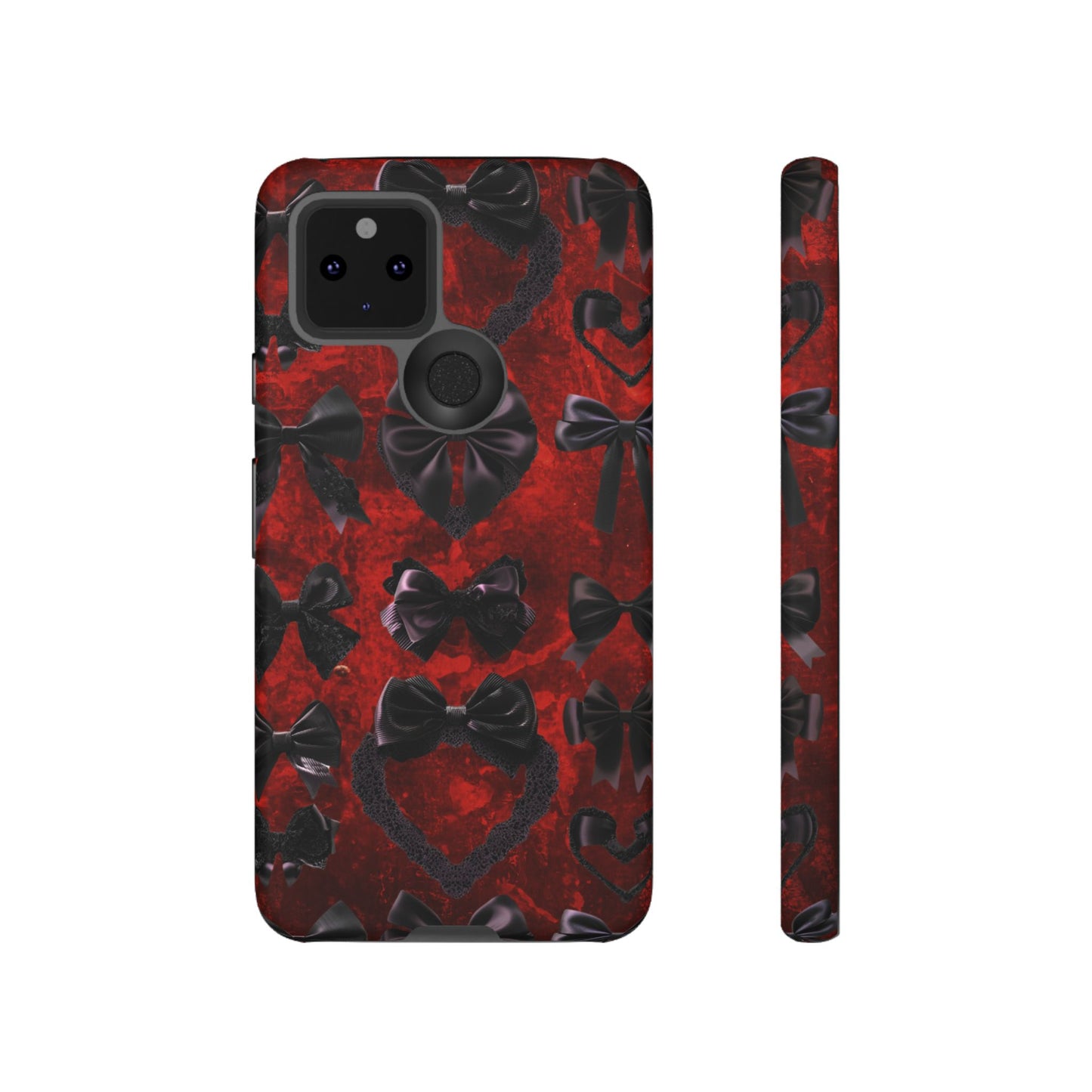 Black Coquette Phone Case- Gothic Bows for iPhone 16 15 14 13 12 11, Samsung Galaxy & Google Pixel