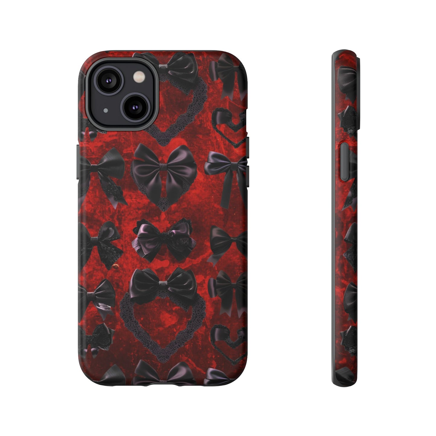 Black Coquette Phone Case- Gothic Bows for iPhone 16 15 14 13 12 11, Samsung Galaxy & Google Pixel