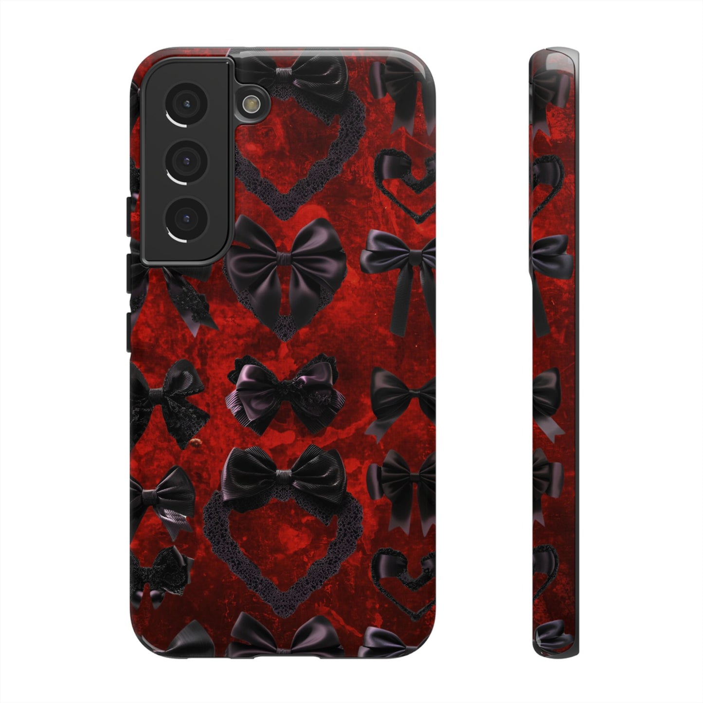 Black Coquette Phone Case- Gothic Bows for iPhone 16 15 14 13 12 11, Samsung Galaxy & Google Pixel