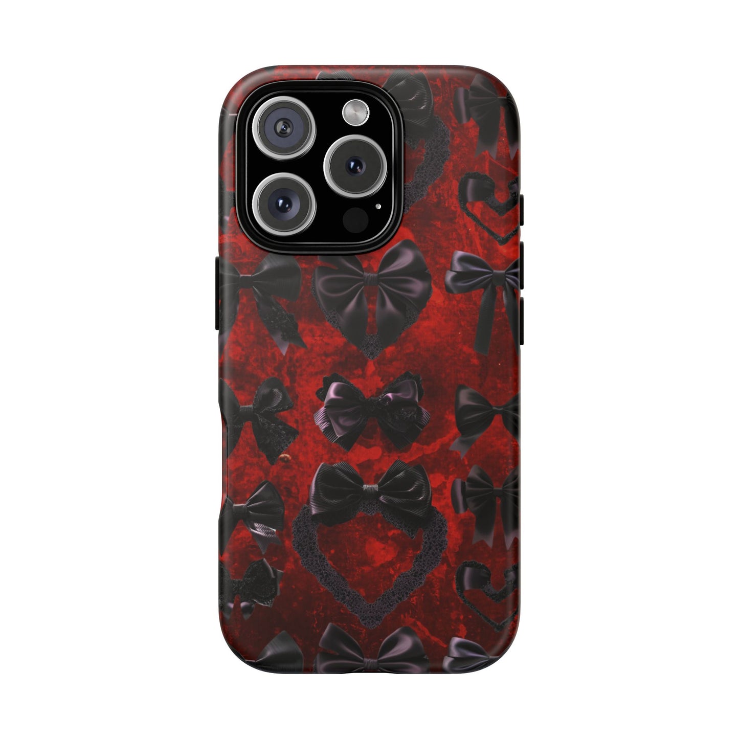 Black Coquette Phone Case- Gothic Bows for iPhone 16 15 14 13 12 11, Samsung Galaxy & Google Pixel