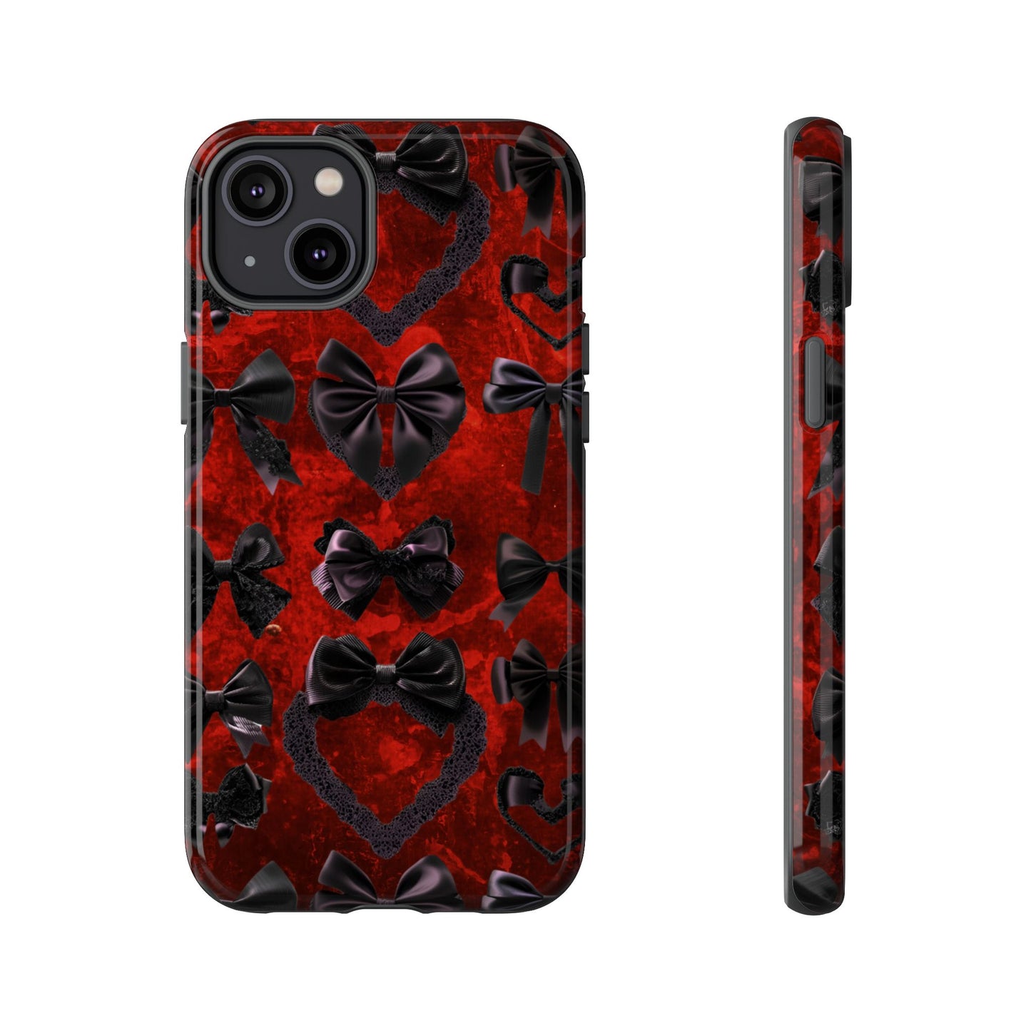 Black Coquette Phone Case- Gothic Bows for iPhone 16 15 14 13 12 11, Samsung Galaxy & Google Pixel