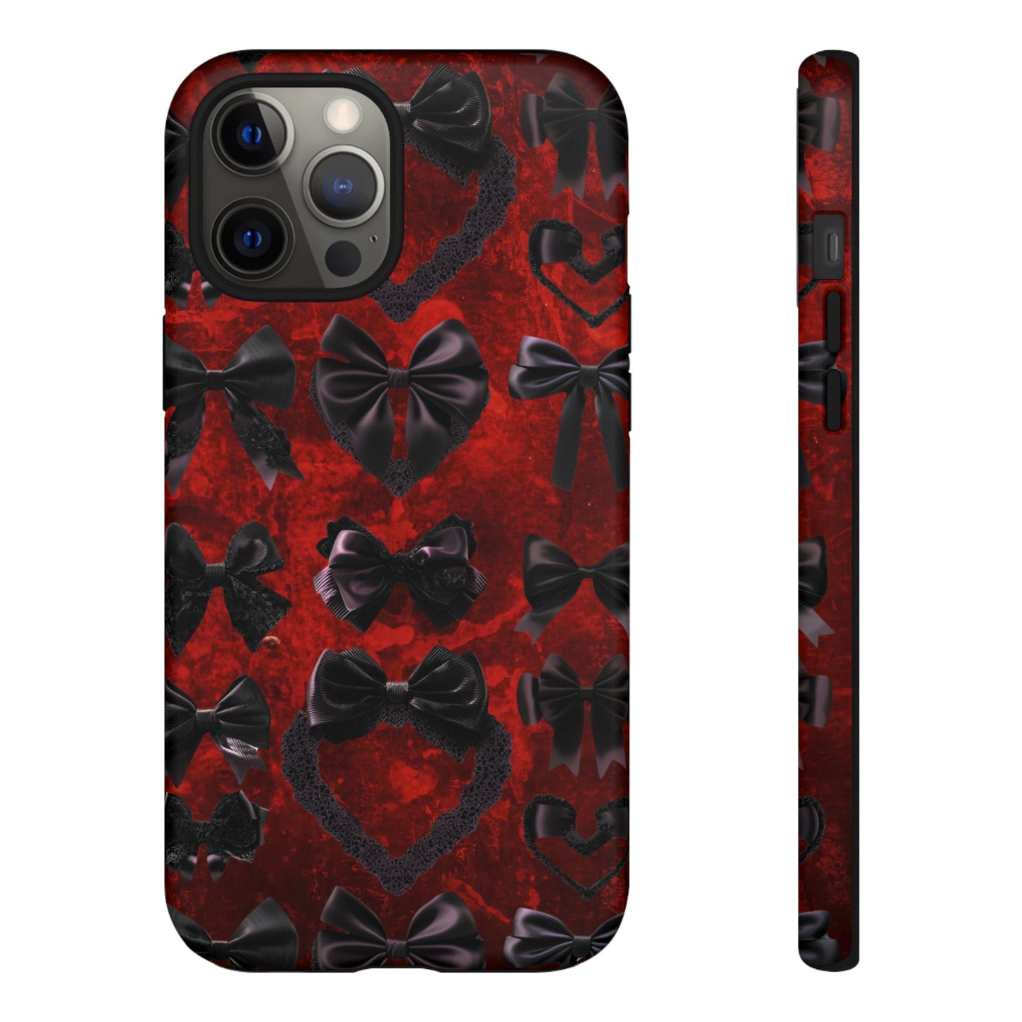 Black Coquette Phone Case- Gothic Bows for iPhone 16 15 14 13 12 11, Samsung Galaxy & Google Pixel