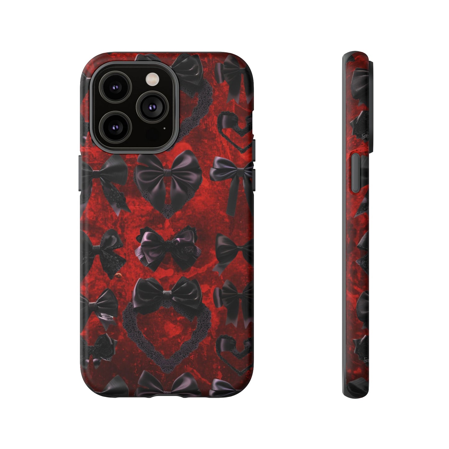 Black Coquette Phone Case- Gothic Bows for iPhone 16 15 14 13 12 11, Samsung Galaxy & Google Pixel