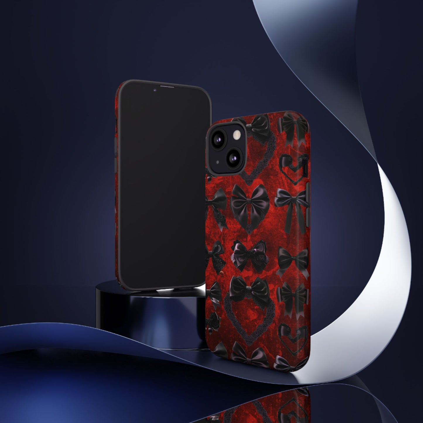 Black Coquette Phone Case- Gothic Bows for iPhone 16 15 14 13 12 11, Samsung Galaxy & Google Pixel