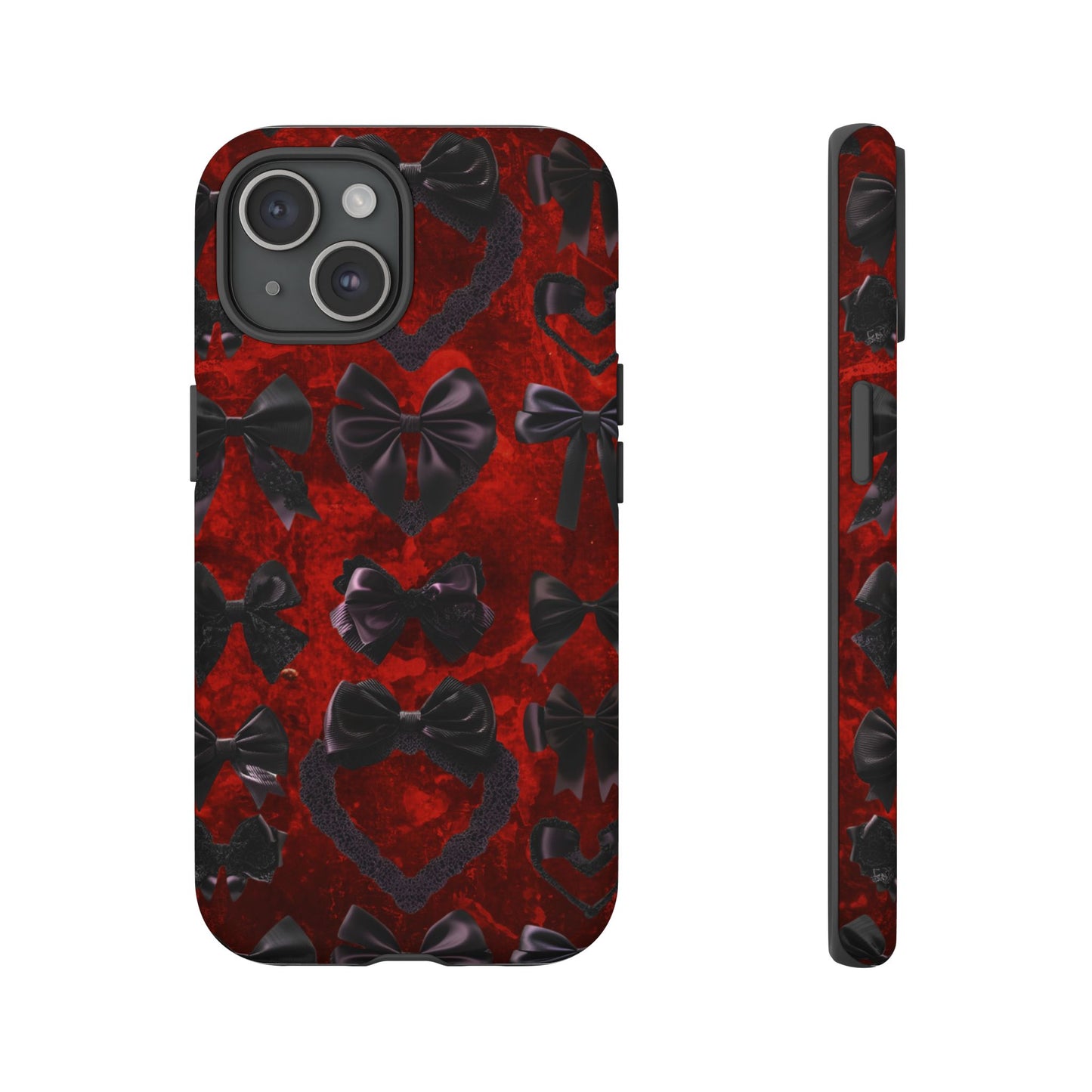 Black Coquette Phone Case- Gothic Bows for iPhone 16 15 14 13 12 11, Samsung Galaxy & Google Pixel