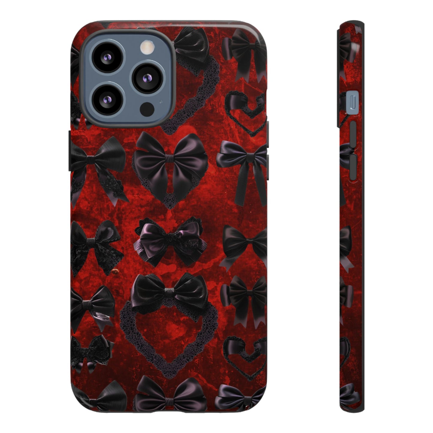 Black Coquette Phone Case- Gothic Bows for iPhone 16 15 14 13 12 11, Samsung Galaxy & Google Pixel