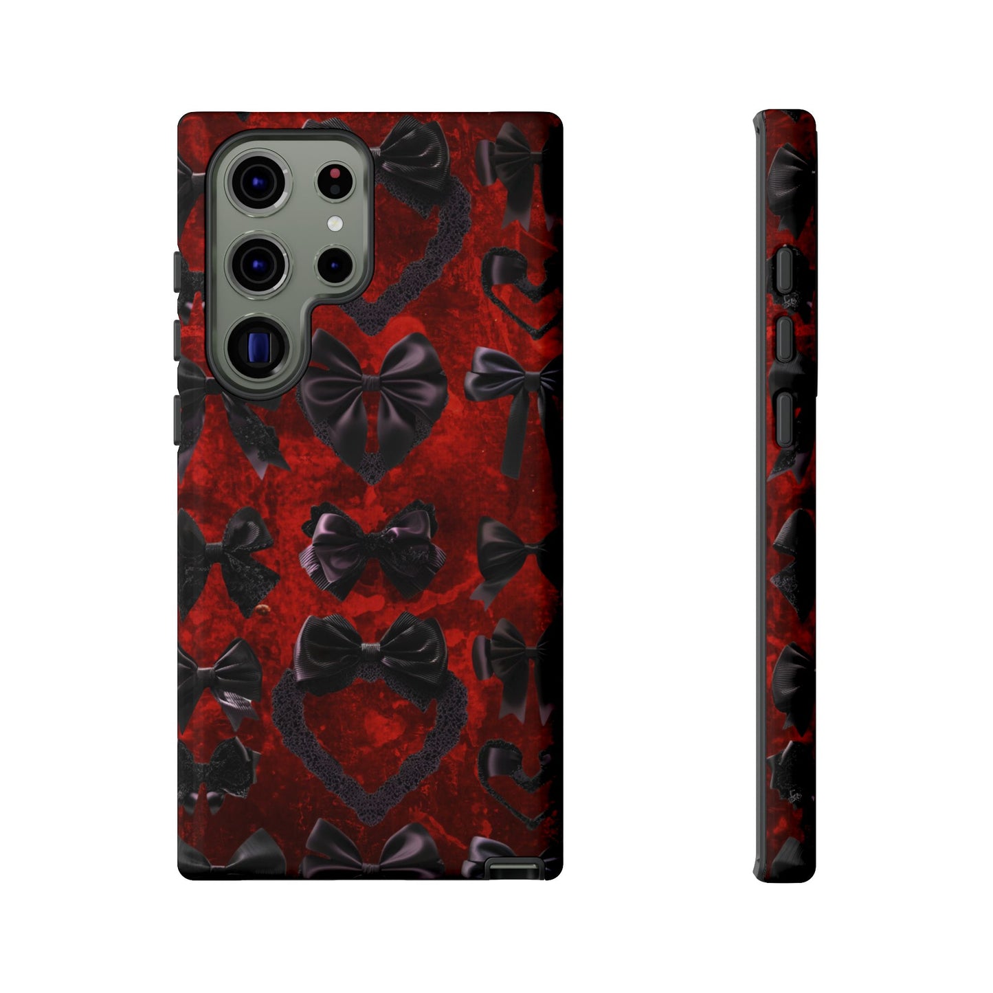 Black Coquette Phone Case- Gothic Bows for iPhone 16 15 14 13 12 11, Samsung Galaxy & Google Pixel