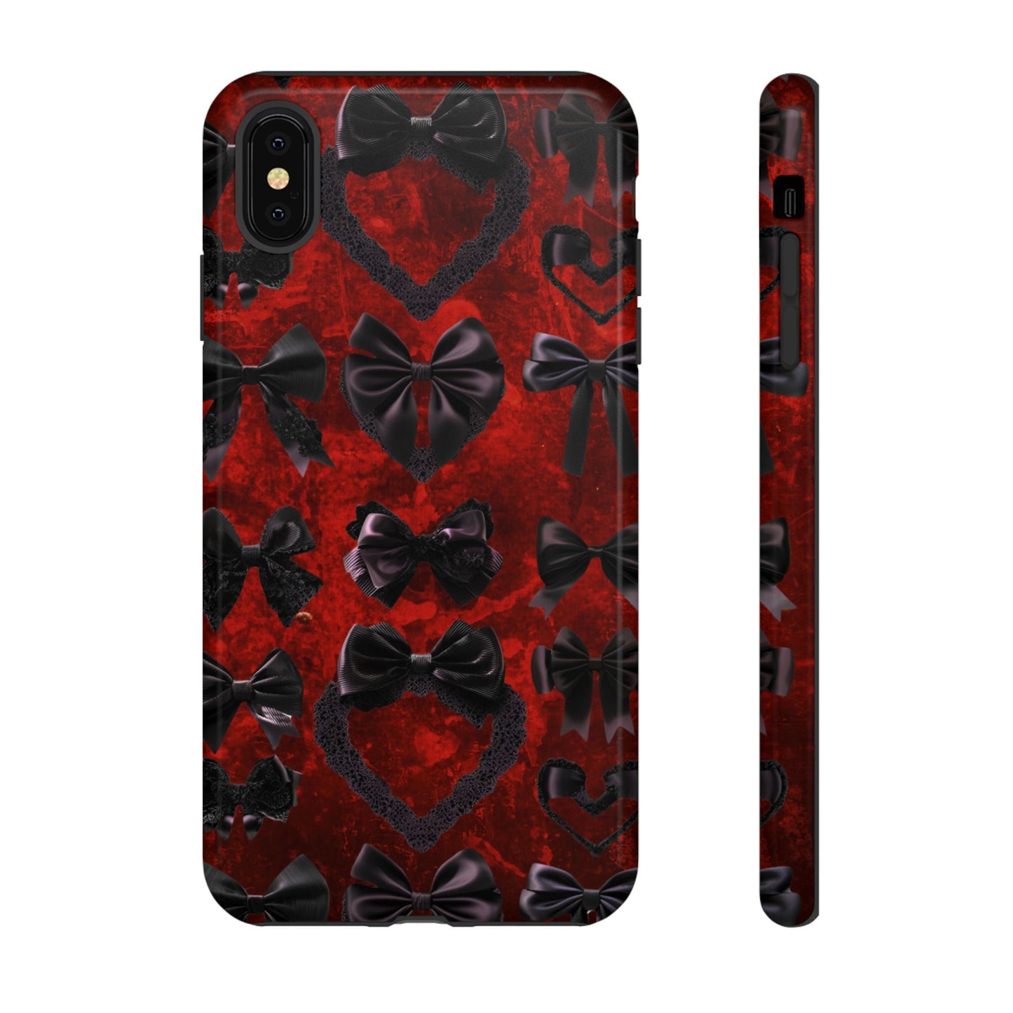 Black Coquette Phone Case- Gothic Bows - iPhone 16 15 14 13 12 11, Samsung Galaxy & Google Pixel Phone Covers - Boo and Bewear