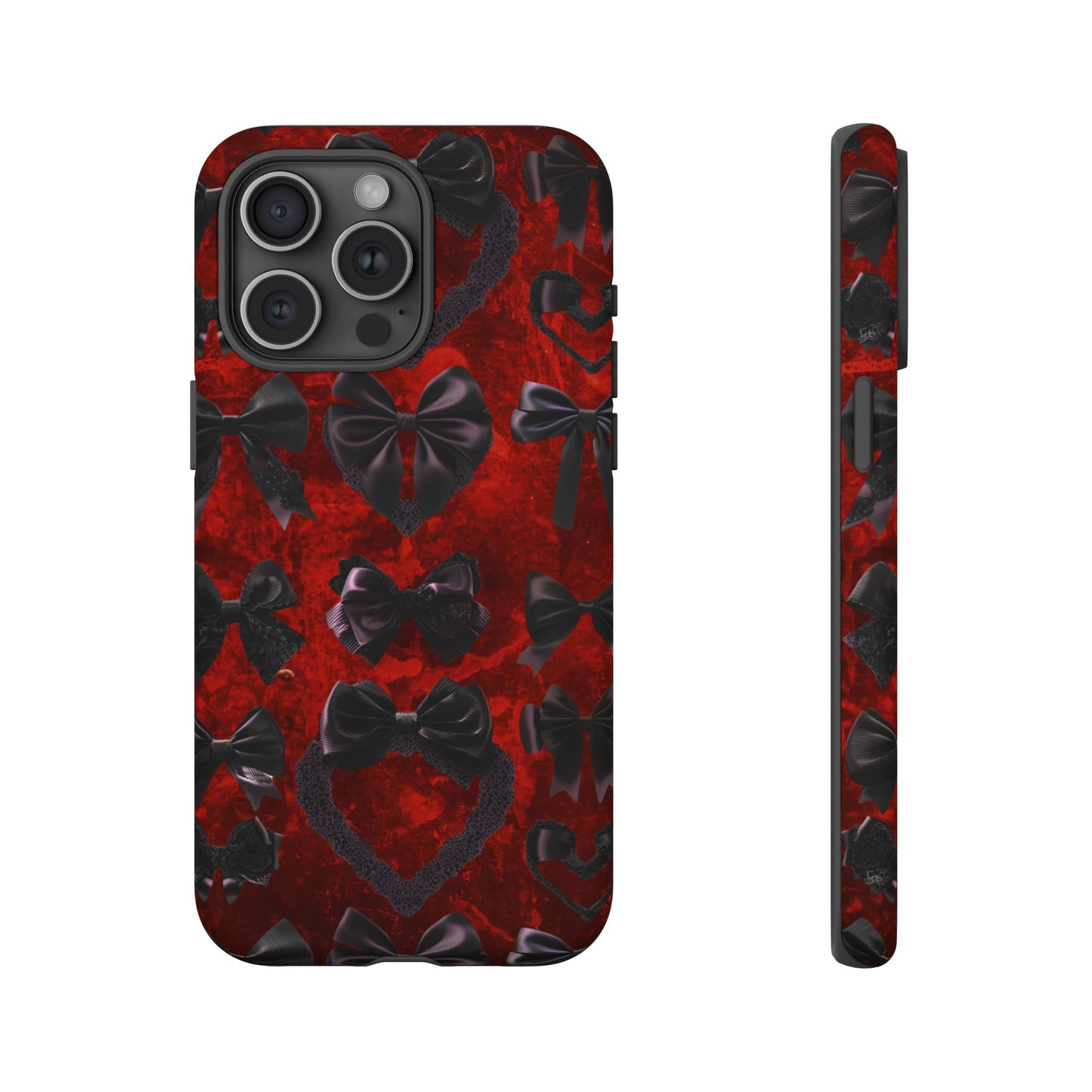 Black Coquette Phone Case- Gothic Bows for iPhone 16 15 14 13 12 11, Samsung Galaxy & Google Pixel